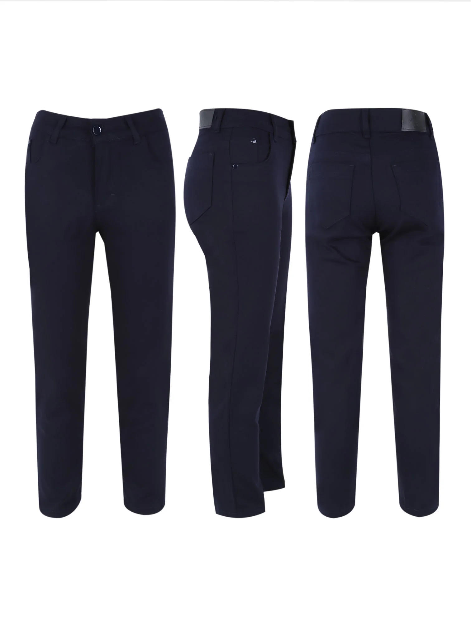 Boys Cotton Navy Casual Stretch Chino Trousers - Image 9