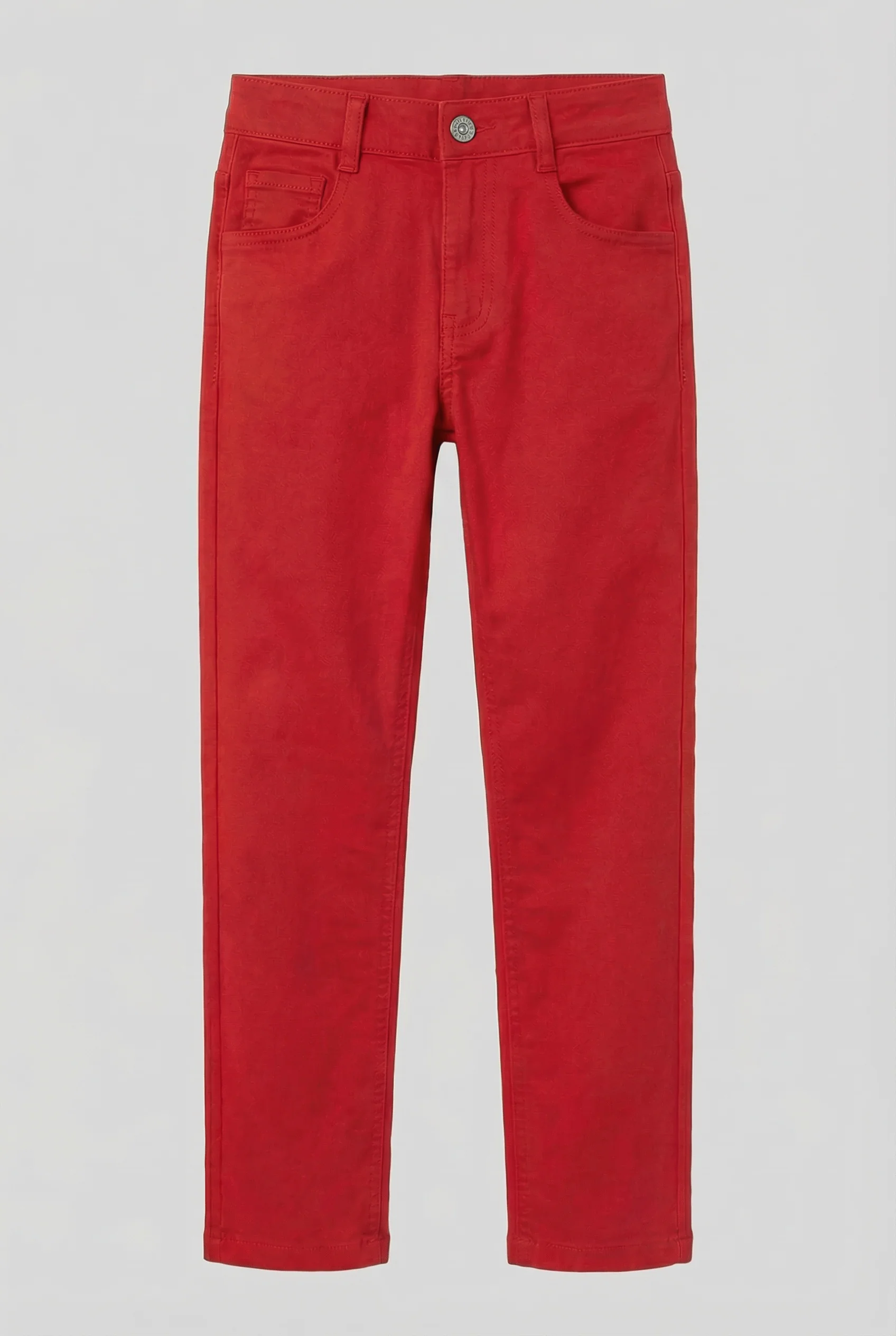 Boys Cotton Casual Stretch Chino Trousers – Red - Image 4