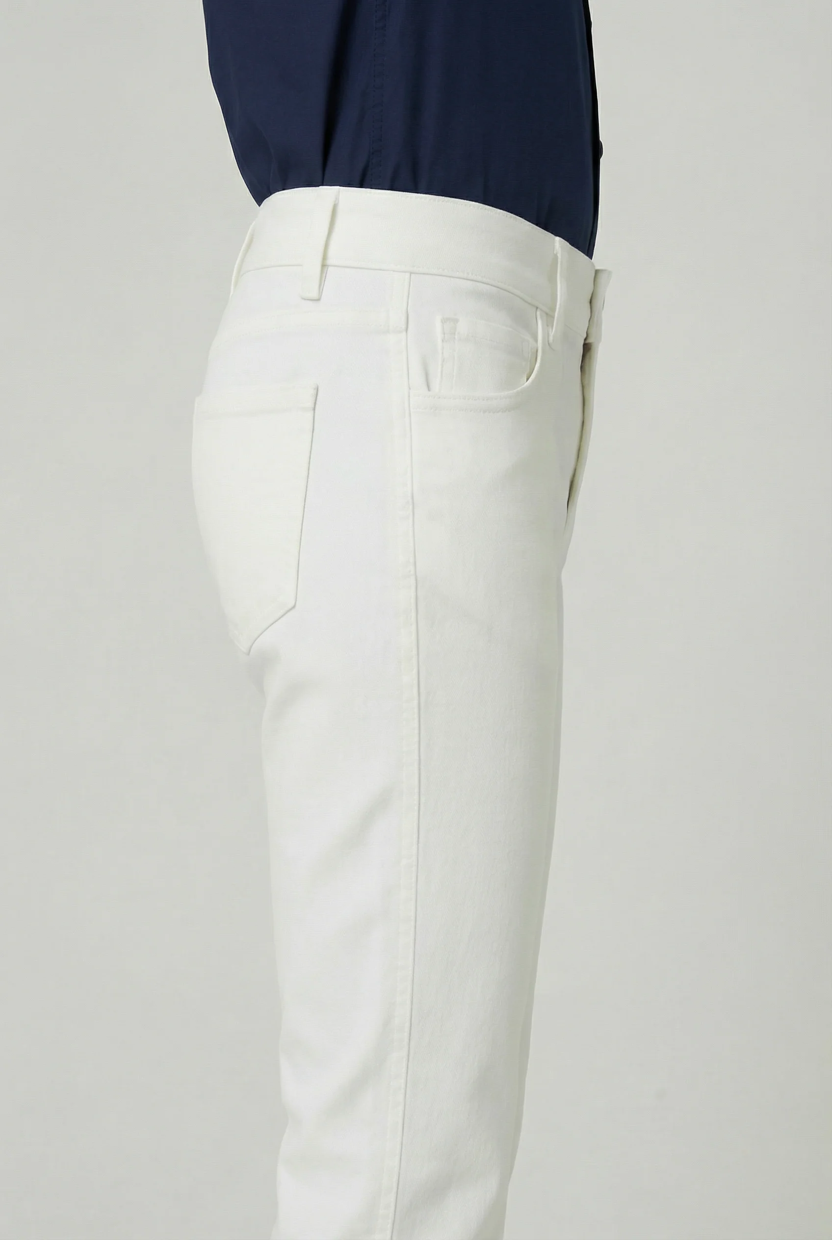 Boys Cotton Casual Stretch Chino Trousers – White - Image 3