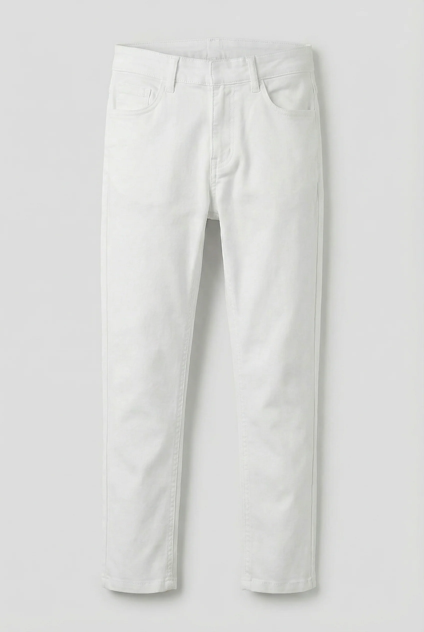 Boys Cotton Casual Stretch Chino Trousers – White - Image 4