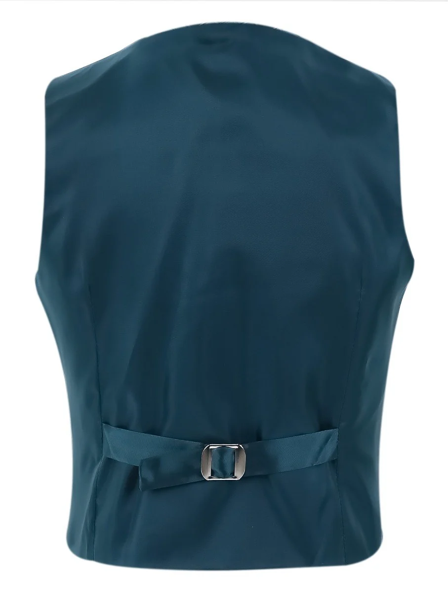 Boys Slim Fit Windowpane Check Suit - Dark Green - Image 6