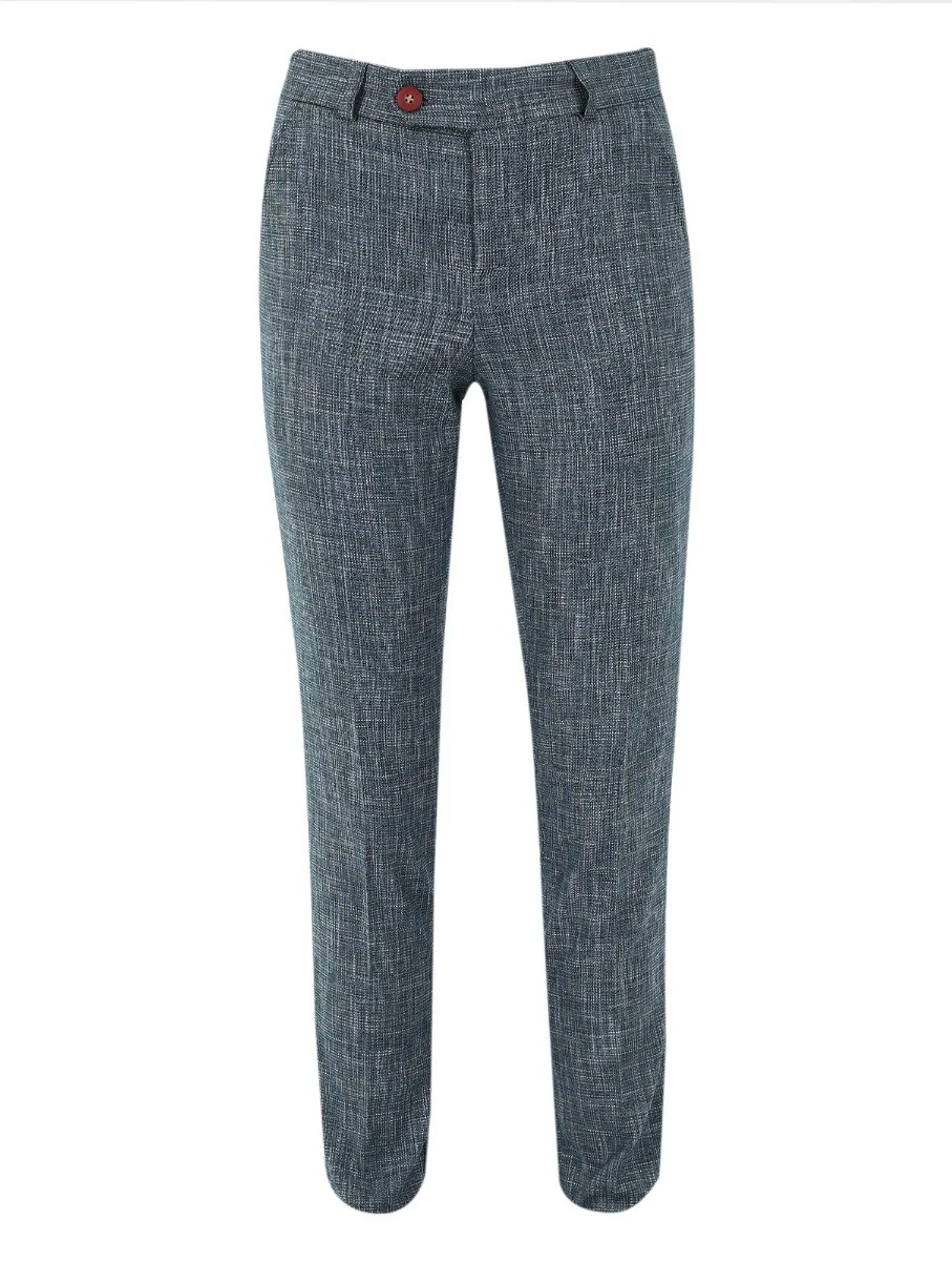 Boys Slim Fit Windowpane Check Suit - Dark Green - Image 7