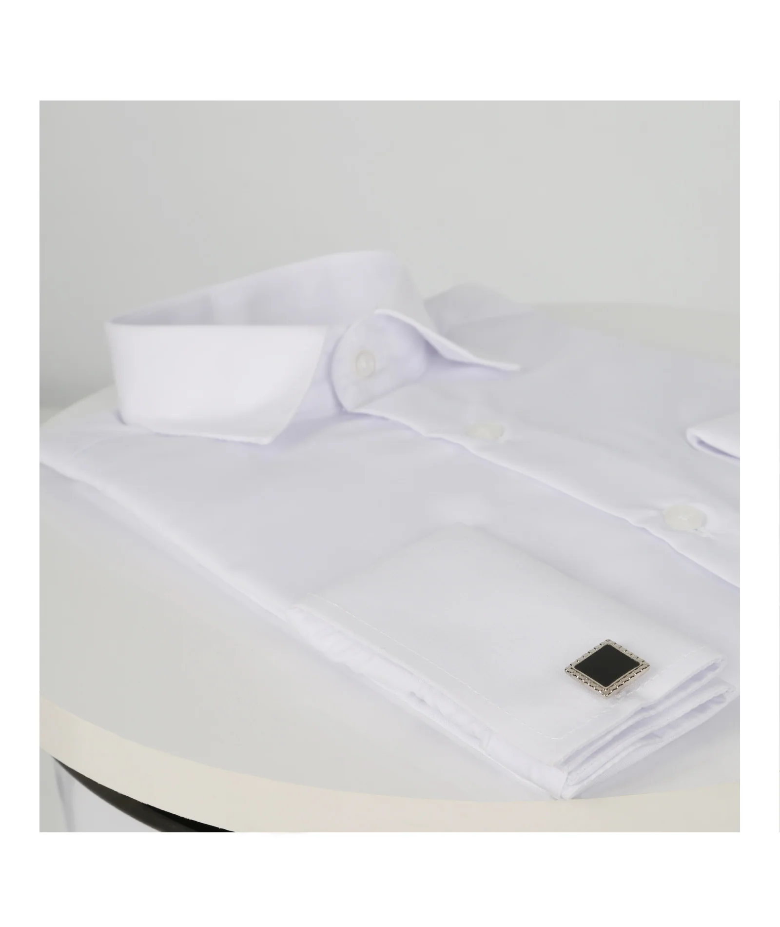 Boys Classic Collar Cufflinks Shirt - White - Image 4