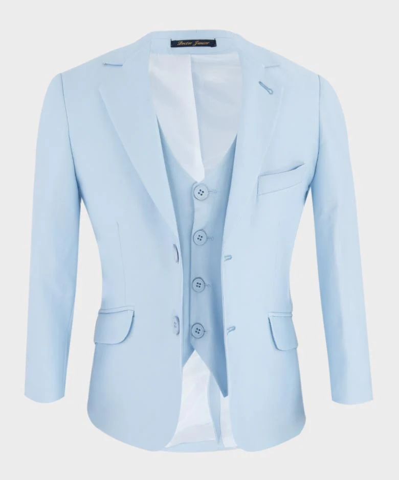 Boys Solid Tailored Fit Communion Suit Set - Light Blue - Image 5