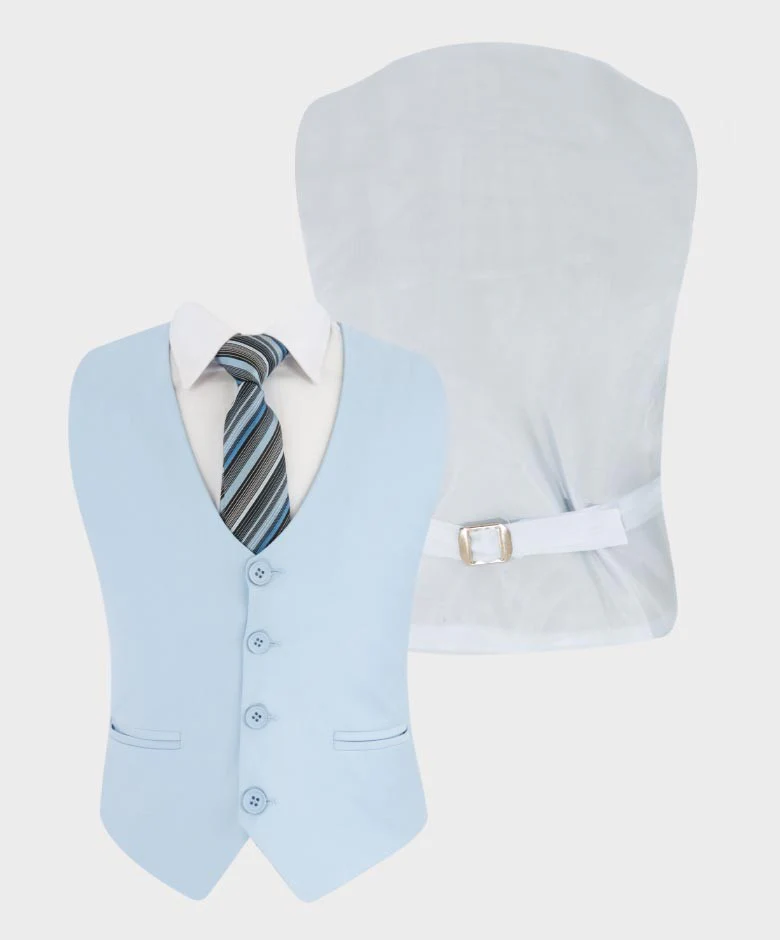 Boys Solid Tailored Fit Communion Suit Set - Light Blue - Image 7