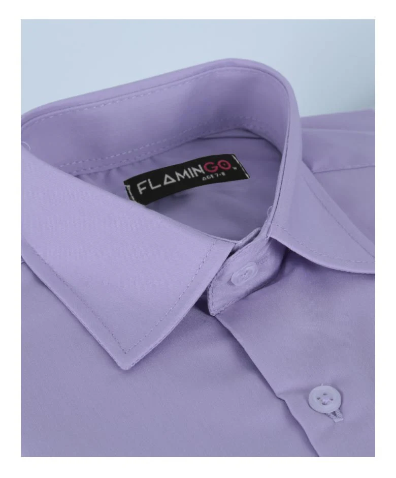 Boys Cotton Blend Formal Shirt - Lilac - Image 2