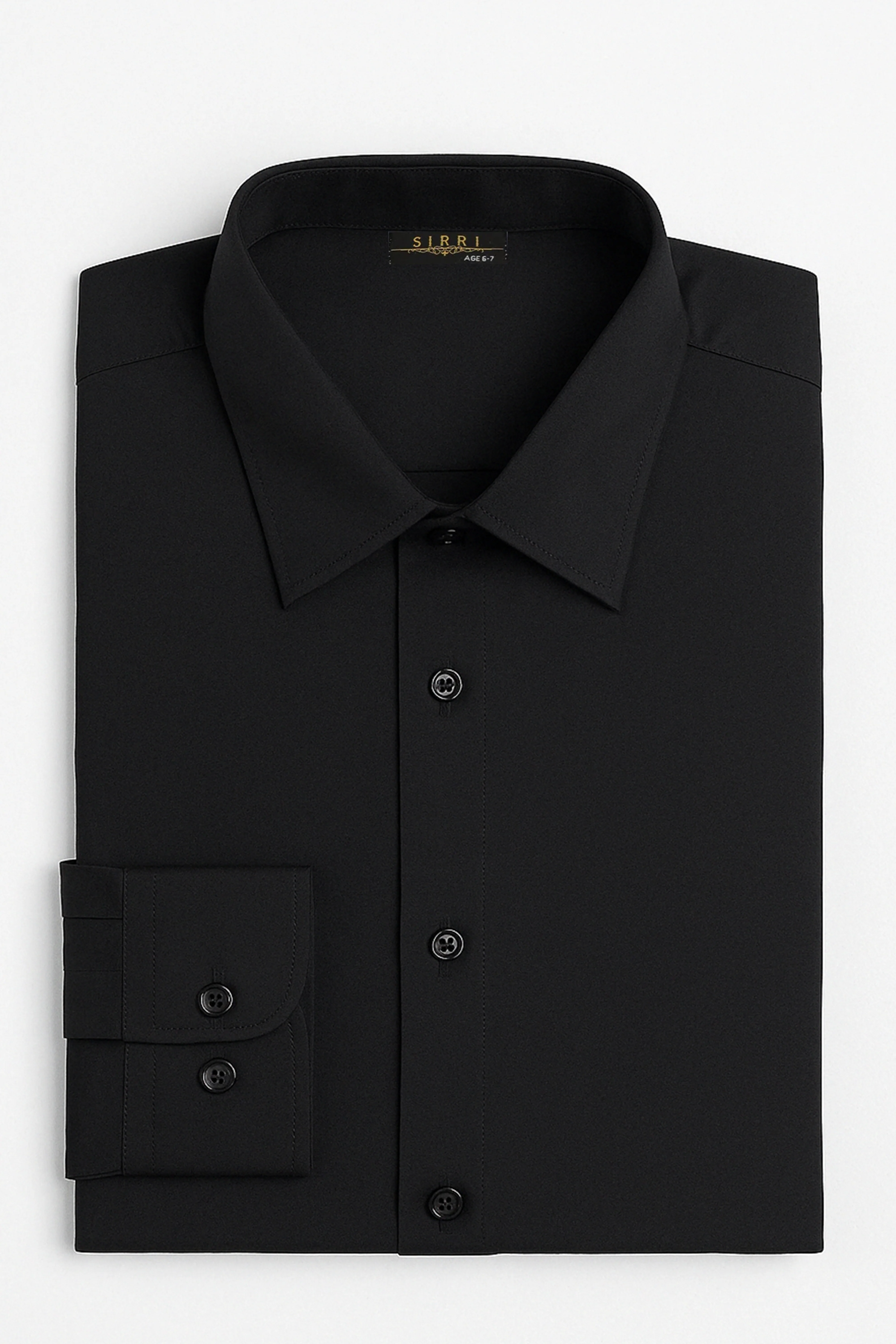 Boys Slim Fit Classic Cotton Blend Shirt - Black - Image 8