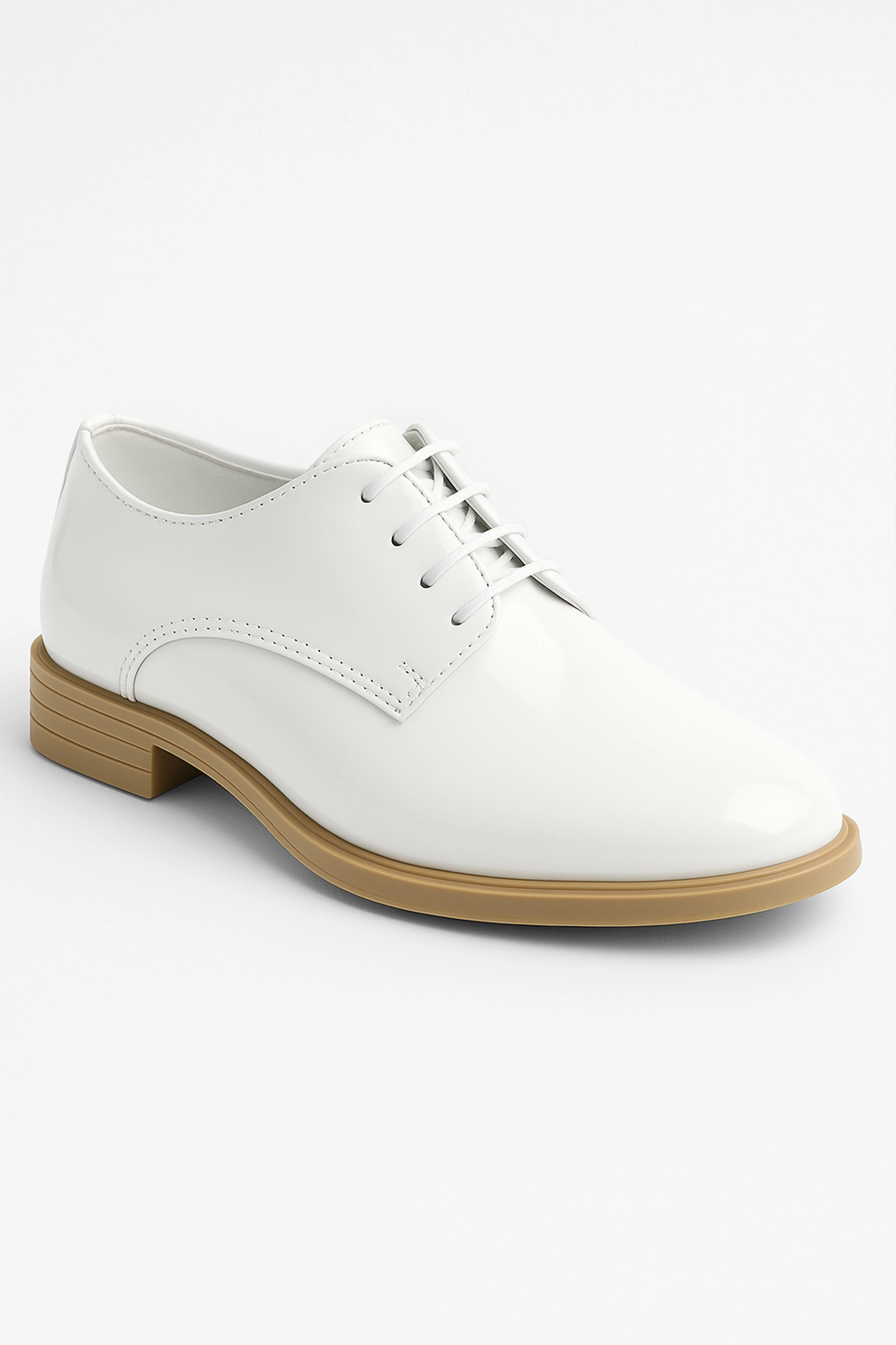 Boys Derby Patent Lace Up White Communion Shoes - White