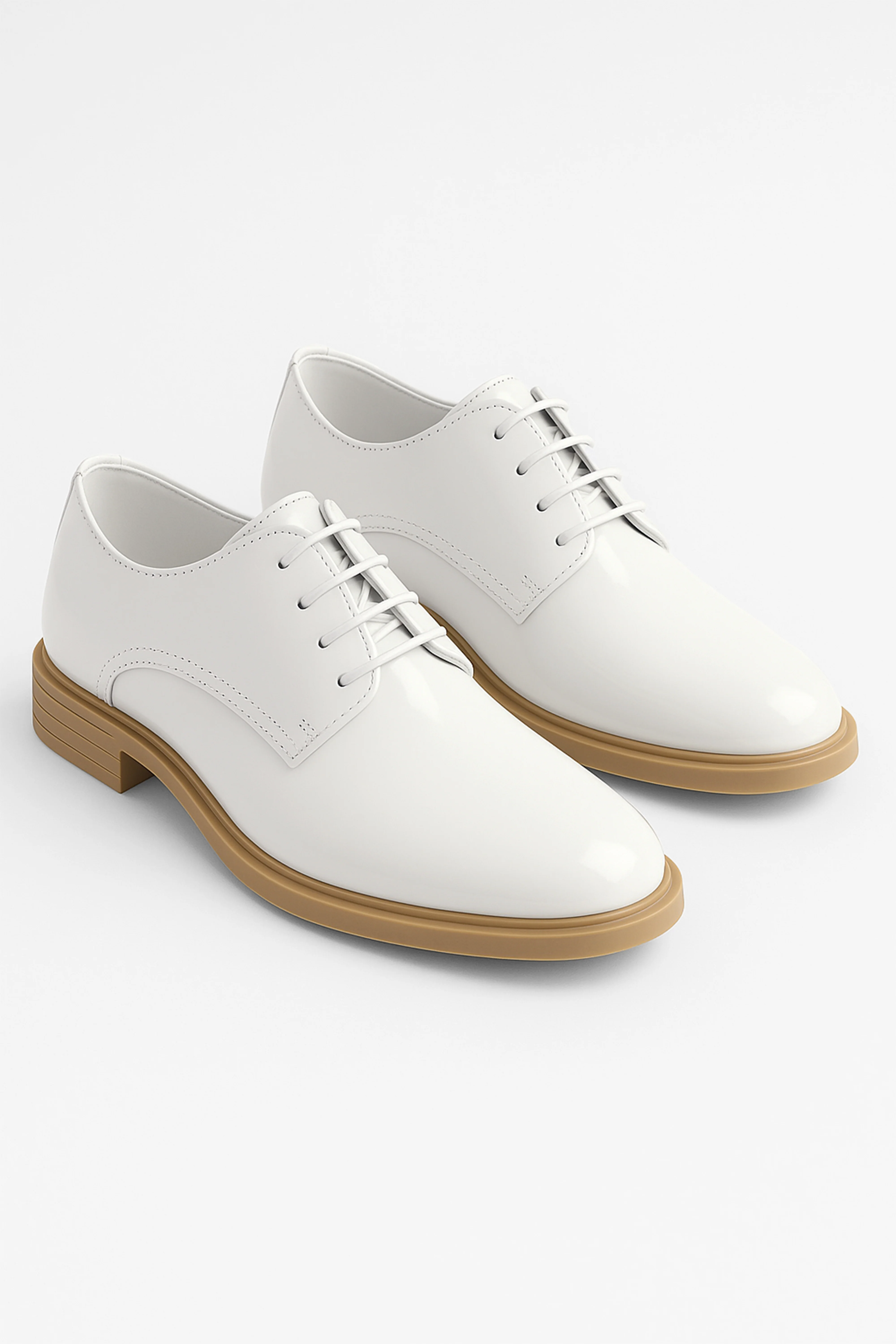 Boys Derby Patent Lace Up White Communion Shoes - White - Image 3
