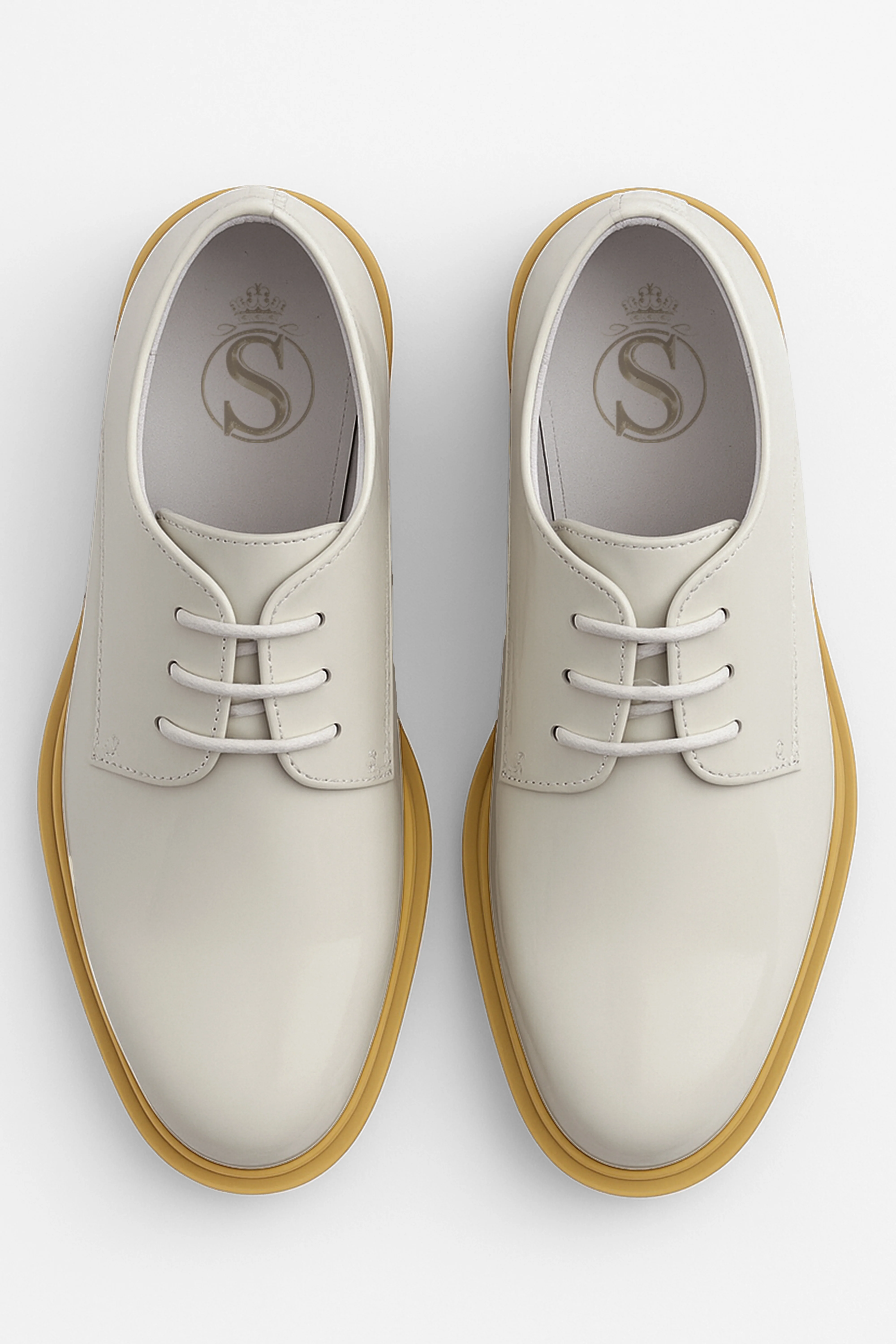Boys Derby Patent Lace Up White Communion Shoes - Ivory - Image 2