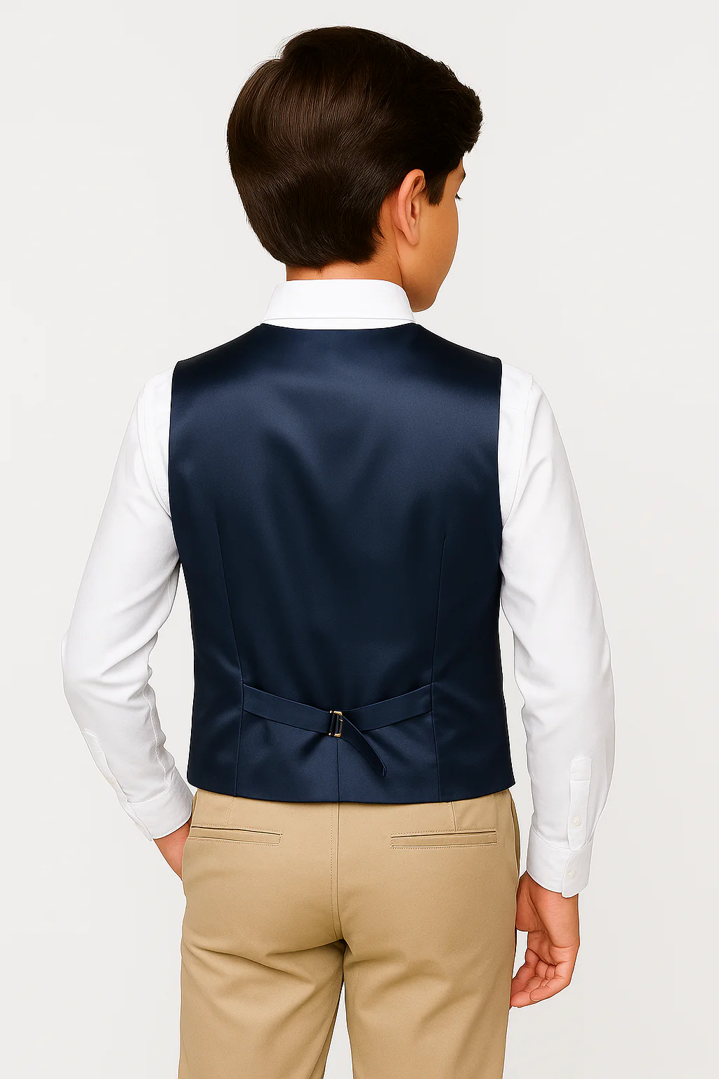 Boys’ Double Breasted Check Tweed Waistcoat - Burgundy - Image 2