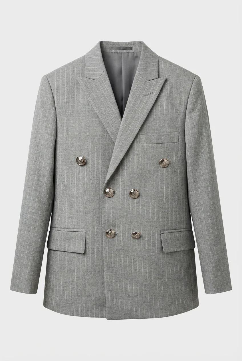Boys Double-Breasted Pinstripe Suit - 3-Piece & 6-Piece Set - Grey - Image 6