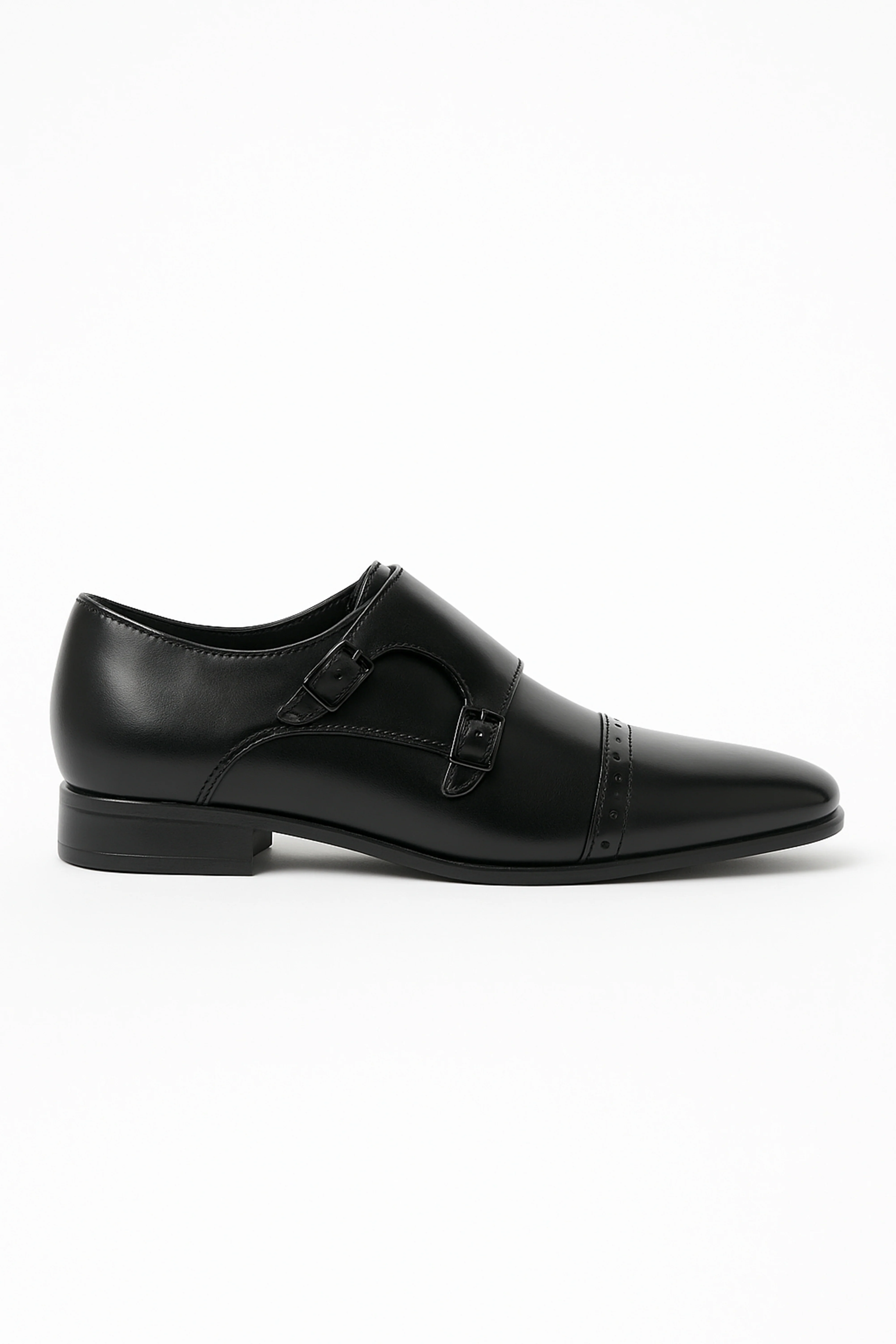 Boys Double Velcro Black Monk Shoes - Black - Image 4