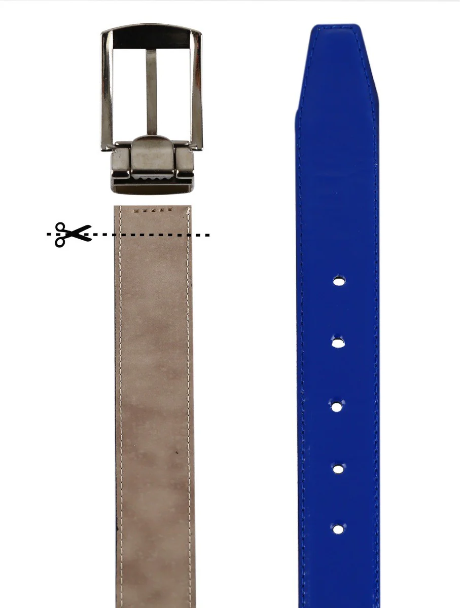Boys Leather Belt - Shinny - Blue - Image 2