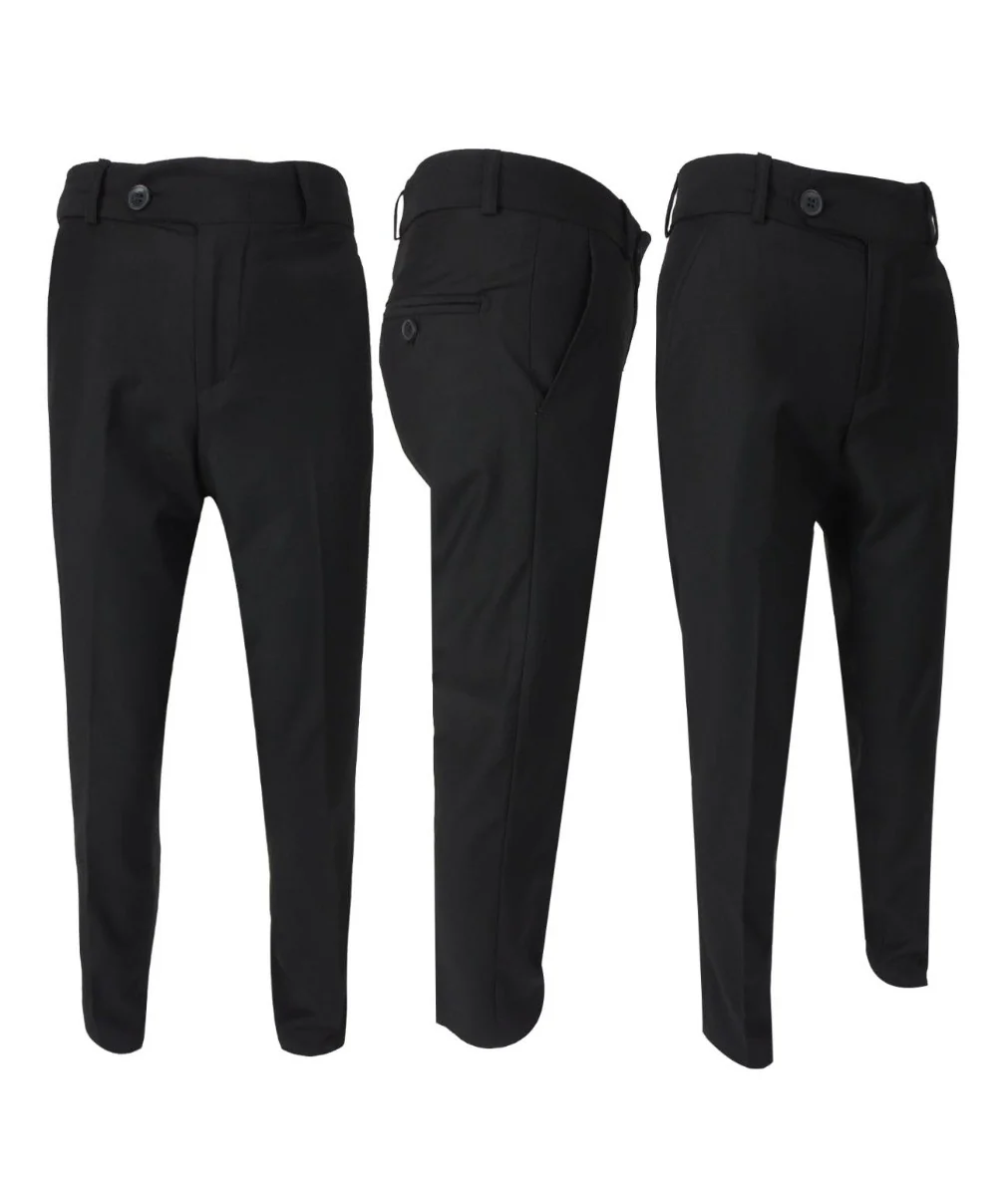 Boys Exclusive Piping Tuxedo Suit - Black - White - Image 9
