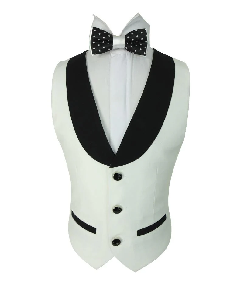 Boys Exclusive Piping Tuxedo Suit - White - Black - Image 5