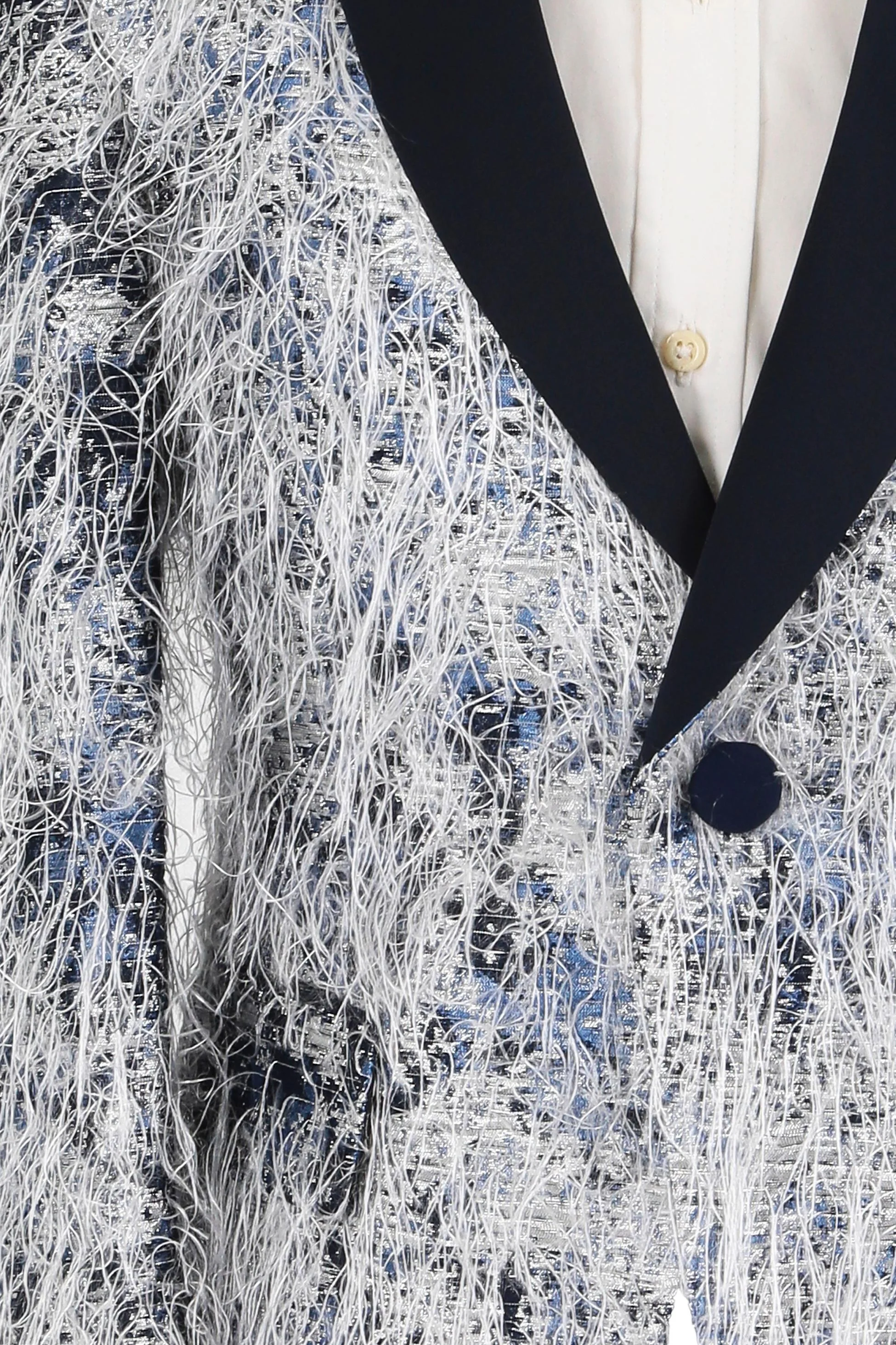 Boys  Feathers Pattern Tuxedo Suit - Navy Blue - Image 3