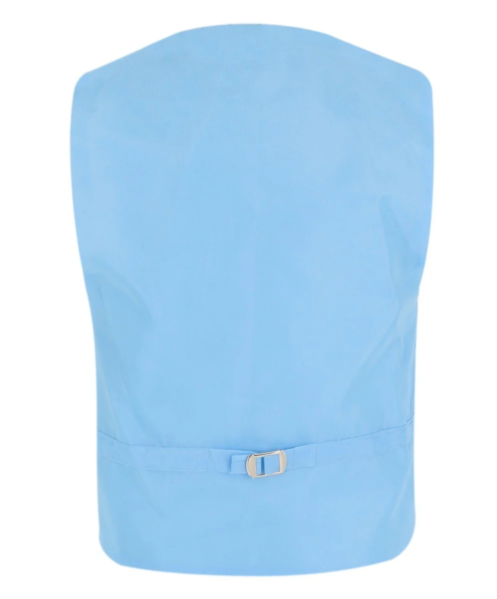 Boys Windowpane Check Blue Waistcoat Set - E-SAM - Blue - Image 6