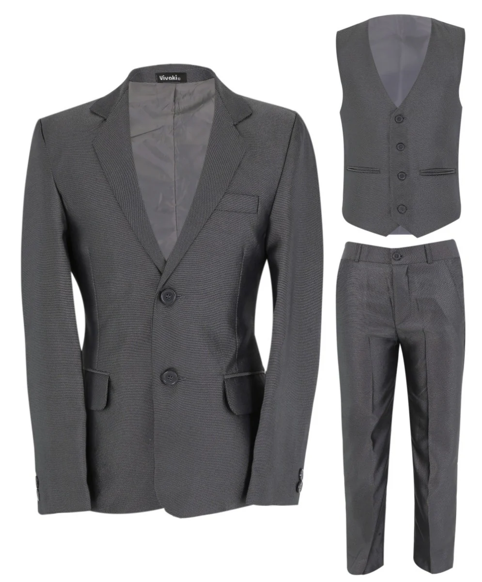 Boys Regular fit Formal 5 PC Occasion Shiny Suit in Silver - Silver - Image 9