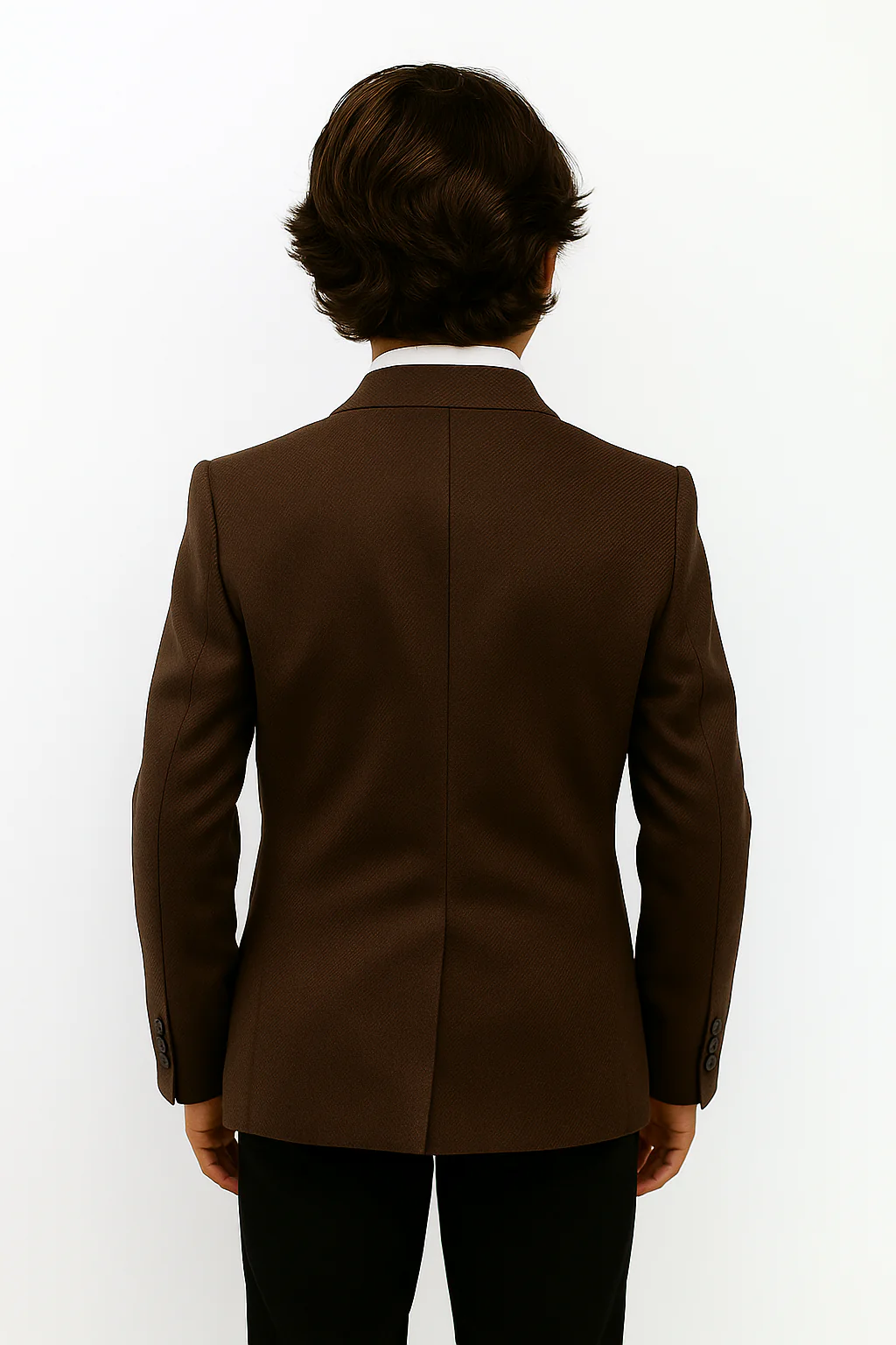 Boys Formal Textured Blazer Jacket - Brown - Image 2