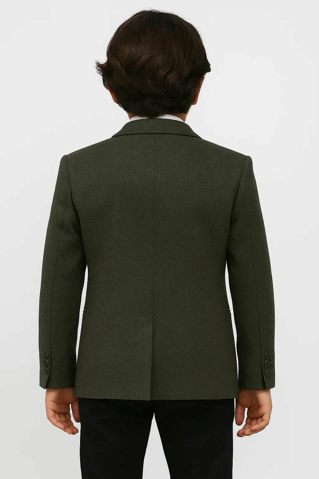Boys Formal Textured Blazer Jacket - Khaki Green - Image 2