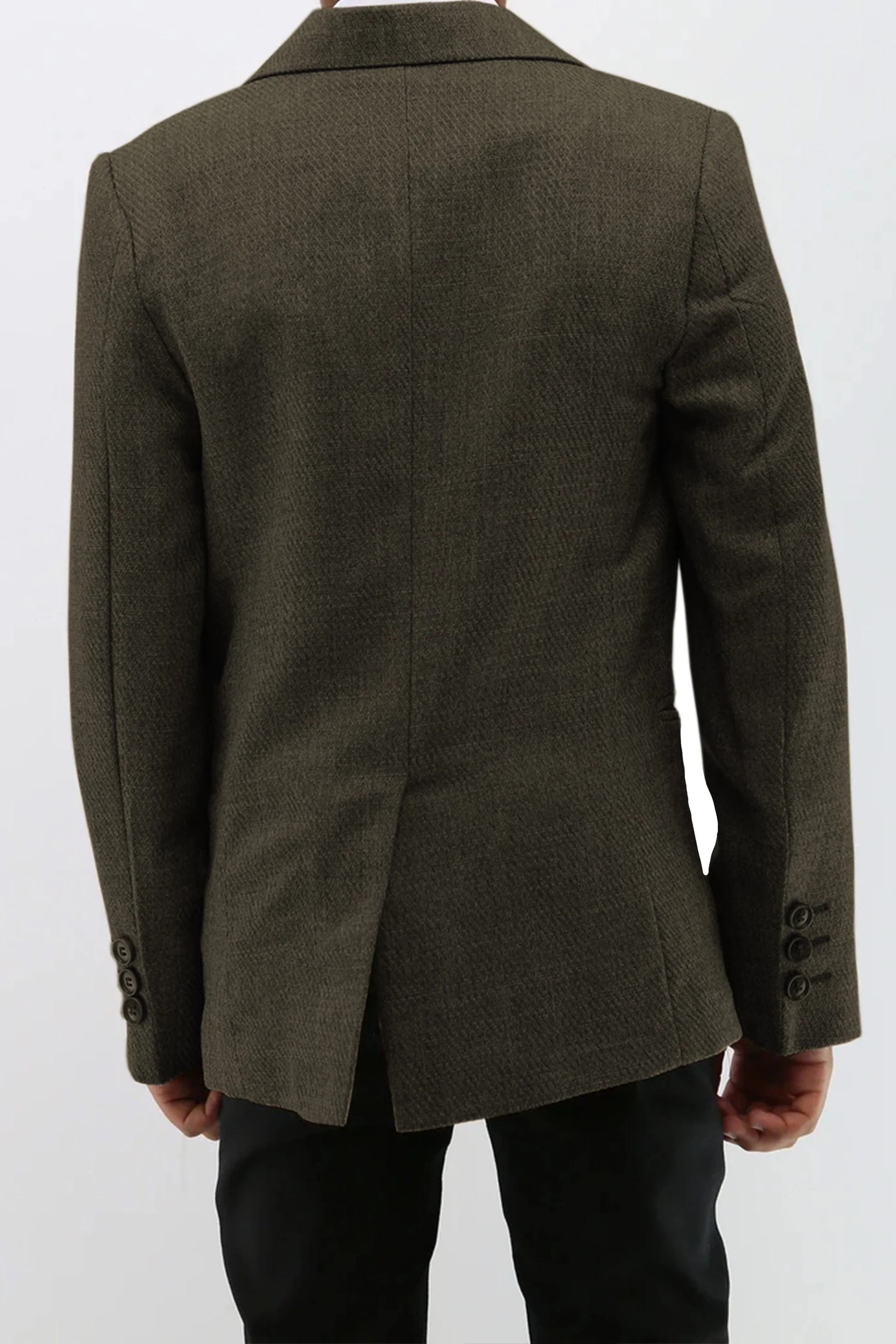 Boys Formal Textured Tweed Blazer - Khaki Green - Image 4