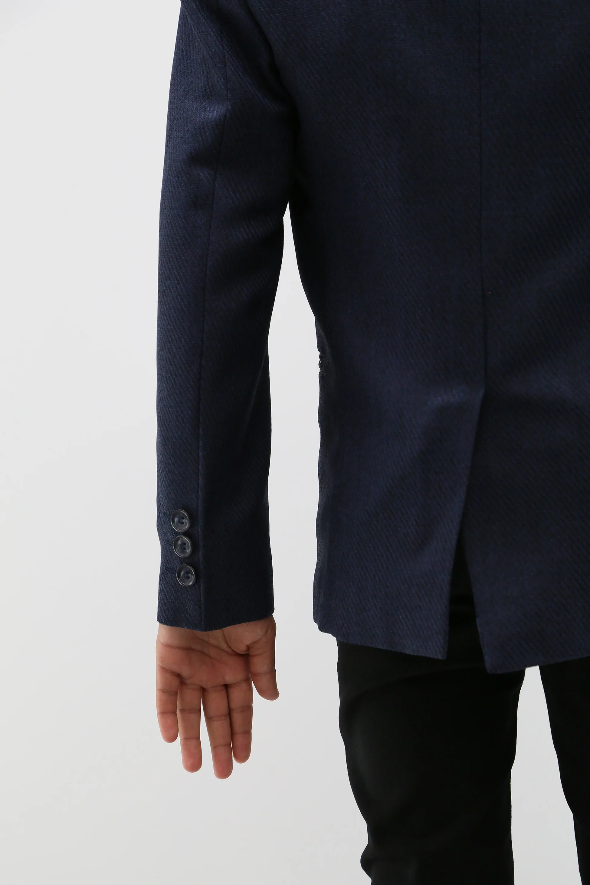 Boys Formal Textured Tweed Blazer - Navy Blue - Image 6
