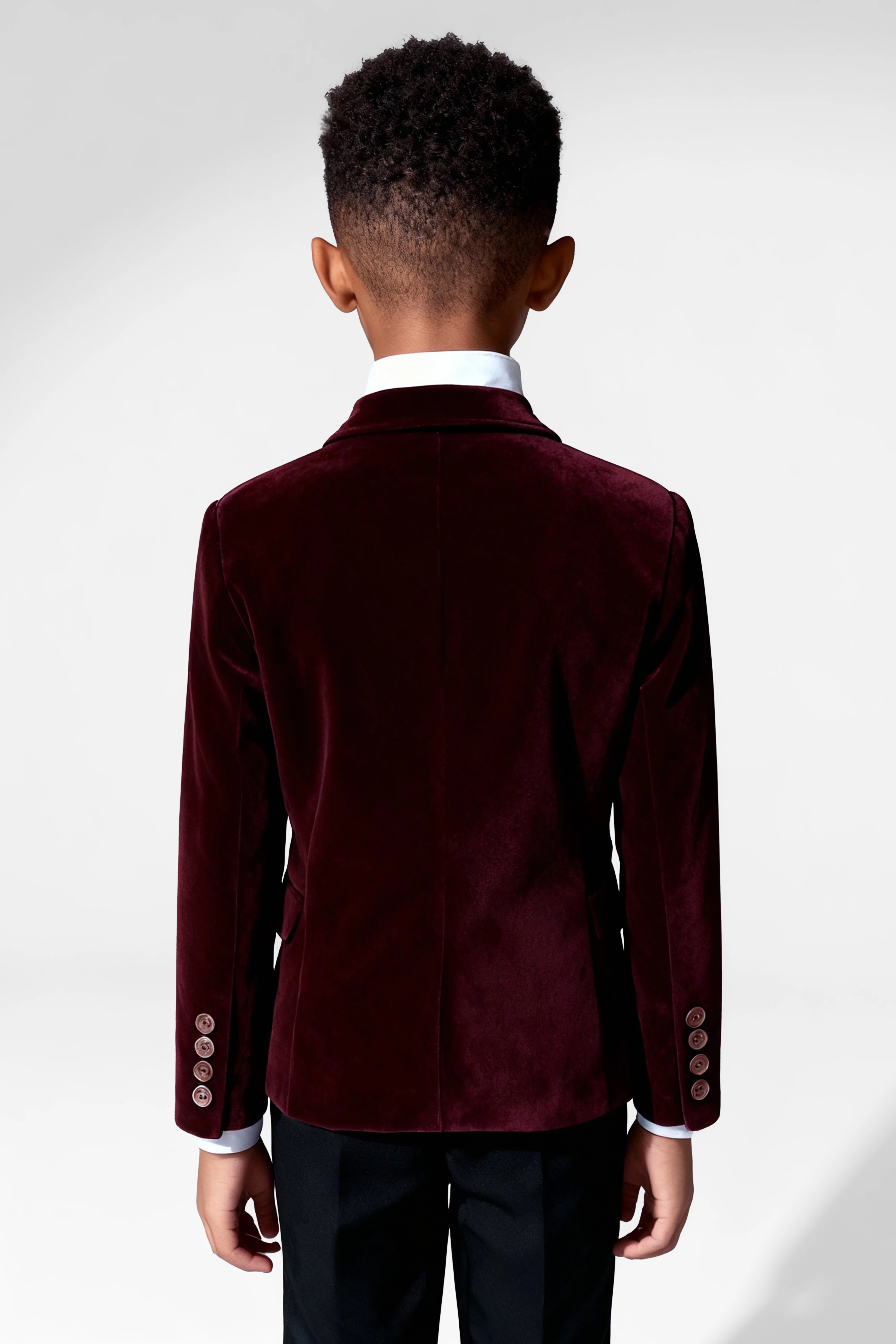 Boys Formal Velvet Blazer Jacket - Burgundy - Image 2