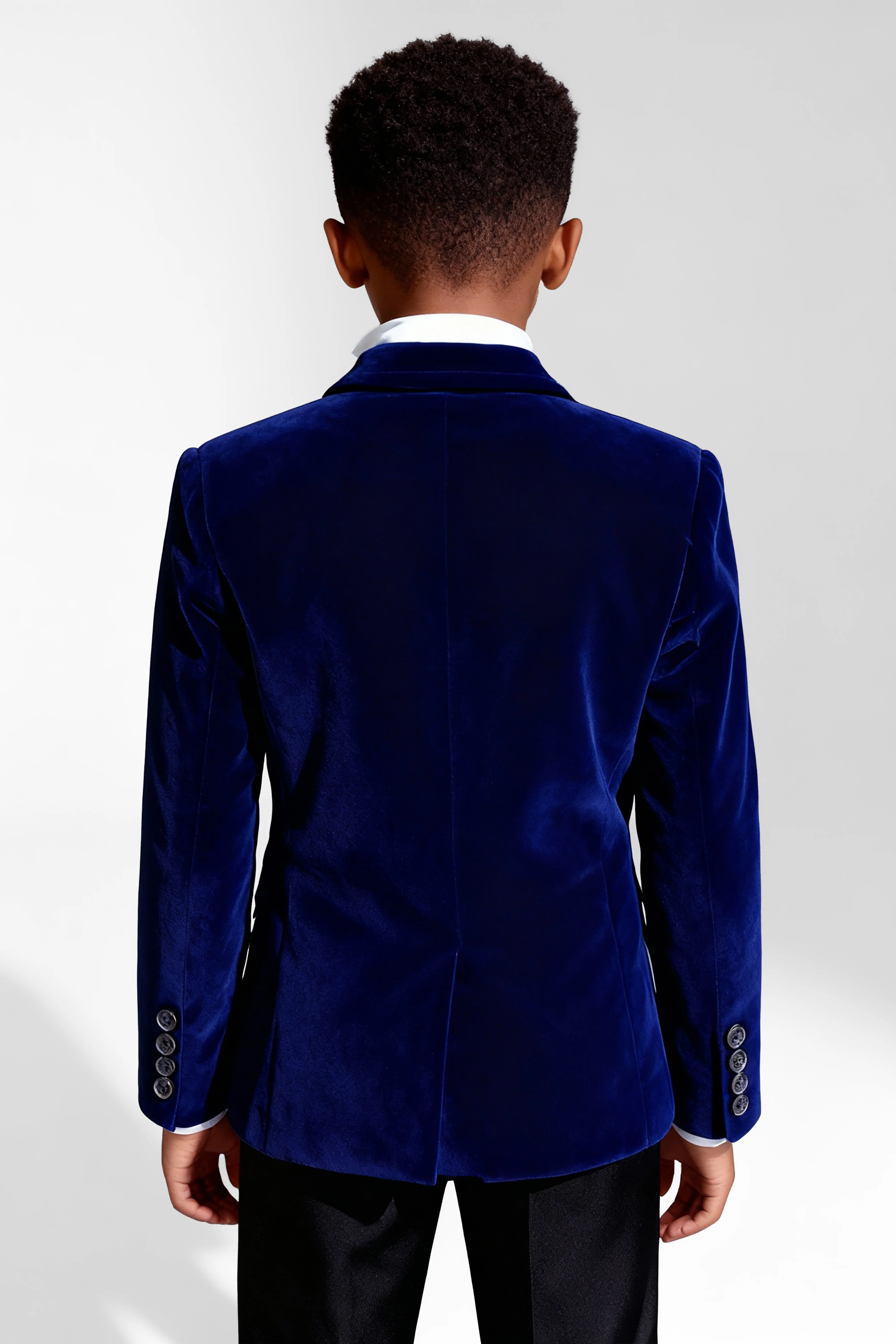 Boys Formal Velvet Blazer Jacket - Royal Blue - Image 2