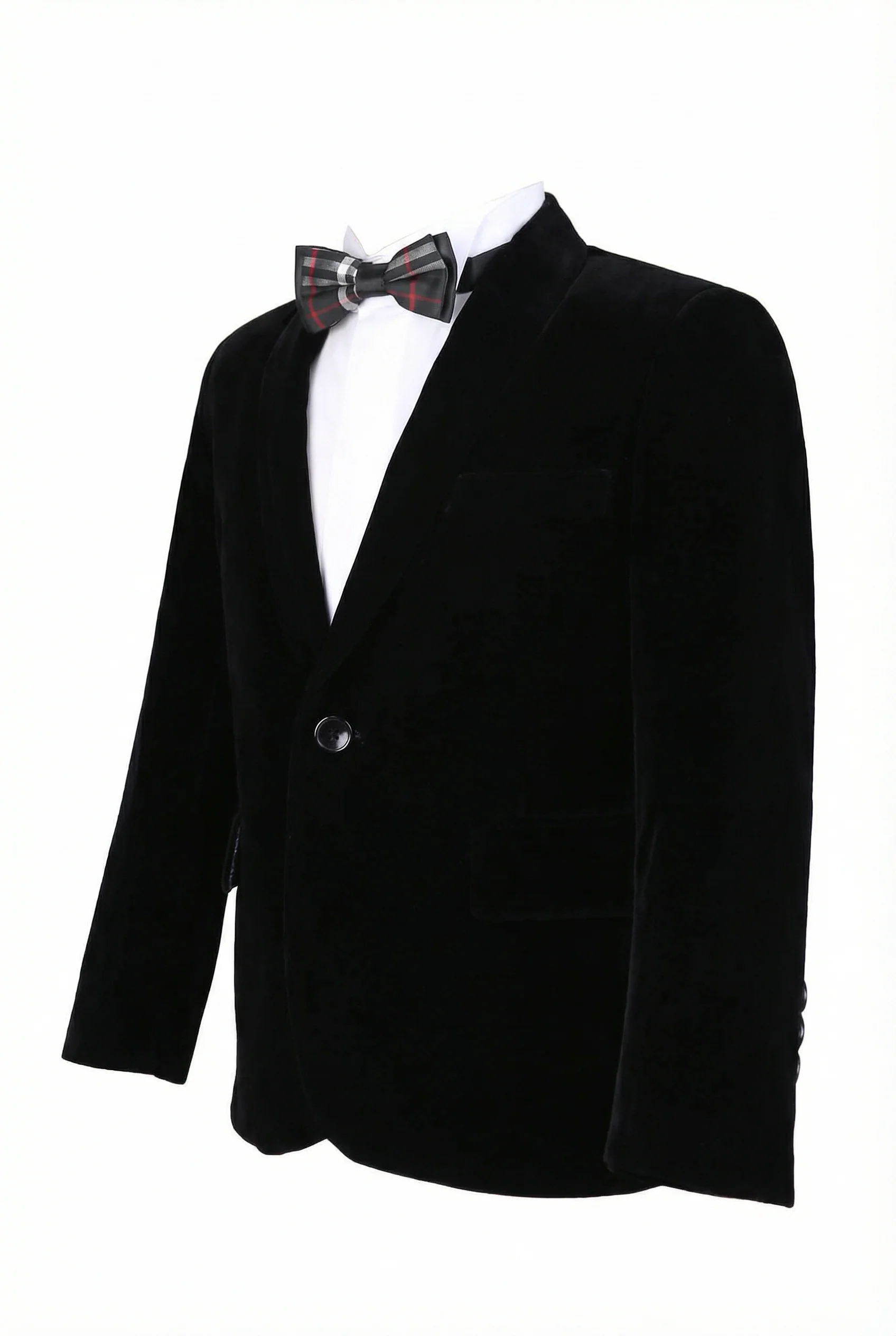 Boys Formal Velvet Blazer Jacket - Black - Image 4