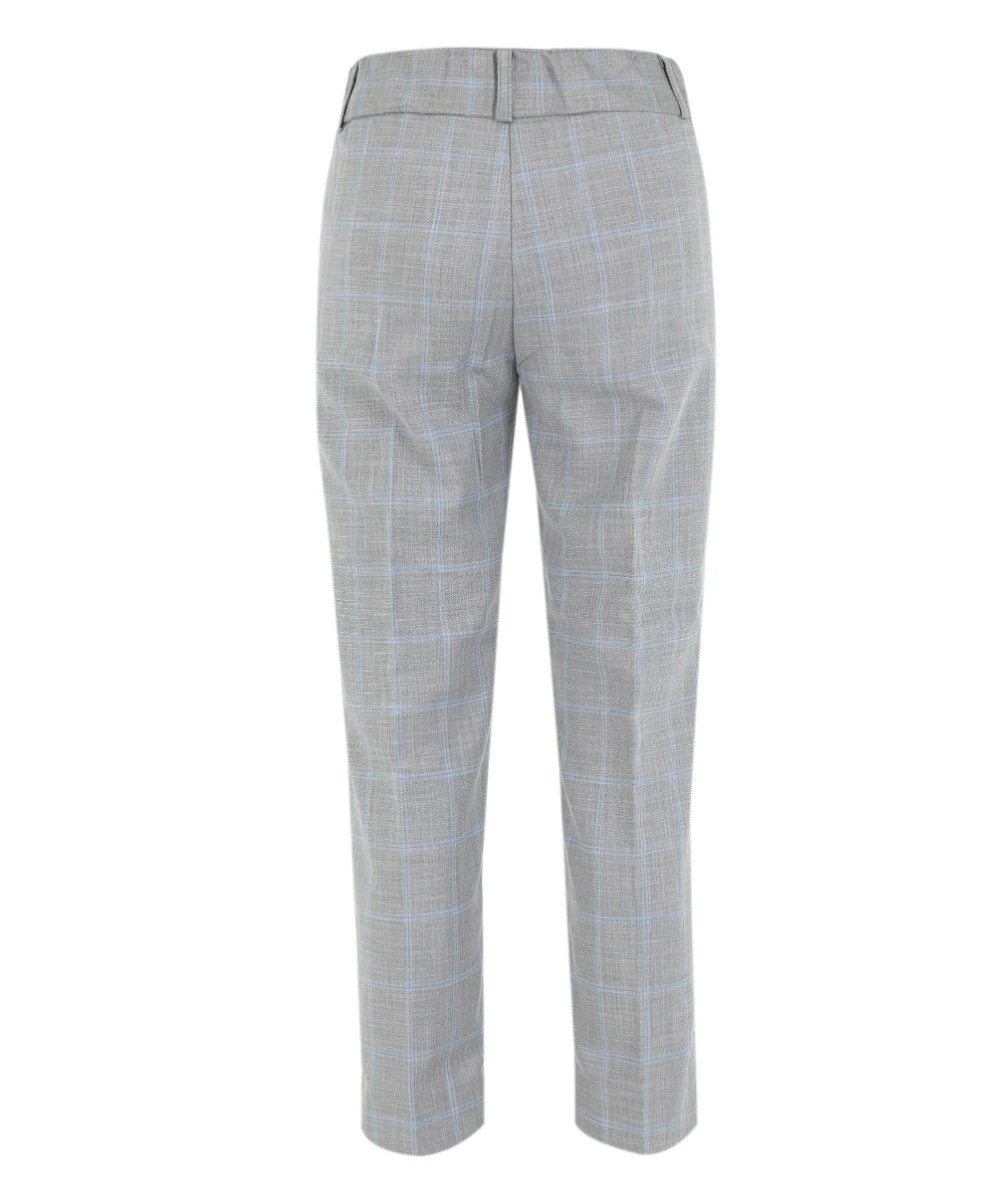 Boys Windowpane Check 6 Piece Suit Set - Grey - Image 8