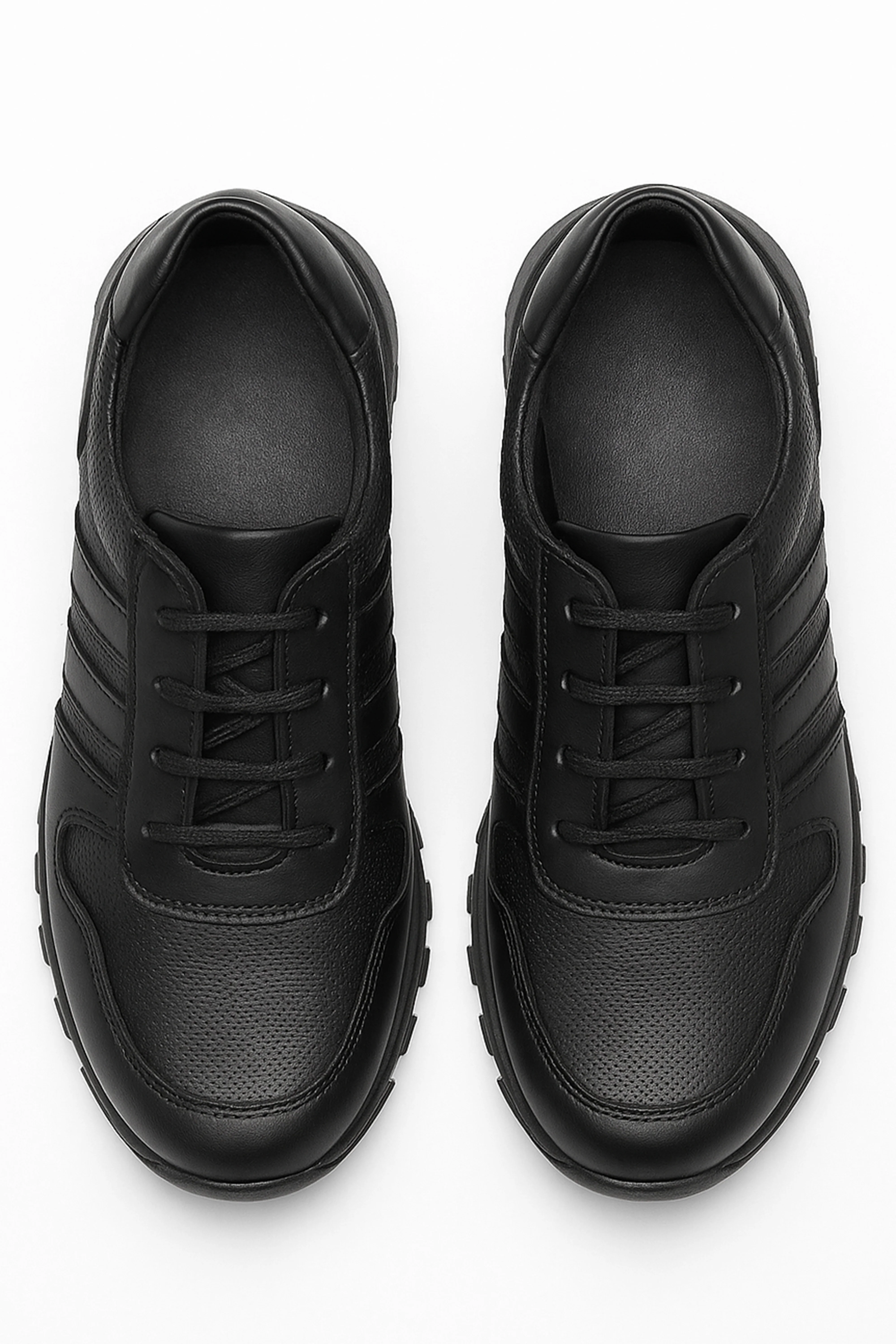 Boys Genuine Leather Casual Sneaker Shoes - Black - Image 2