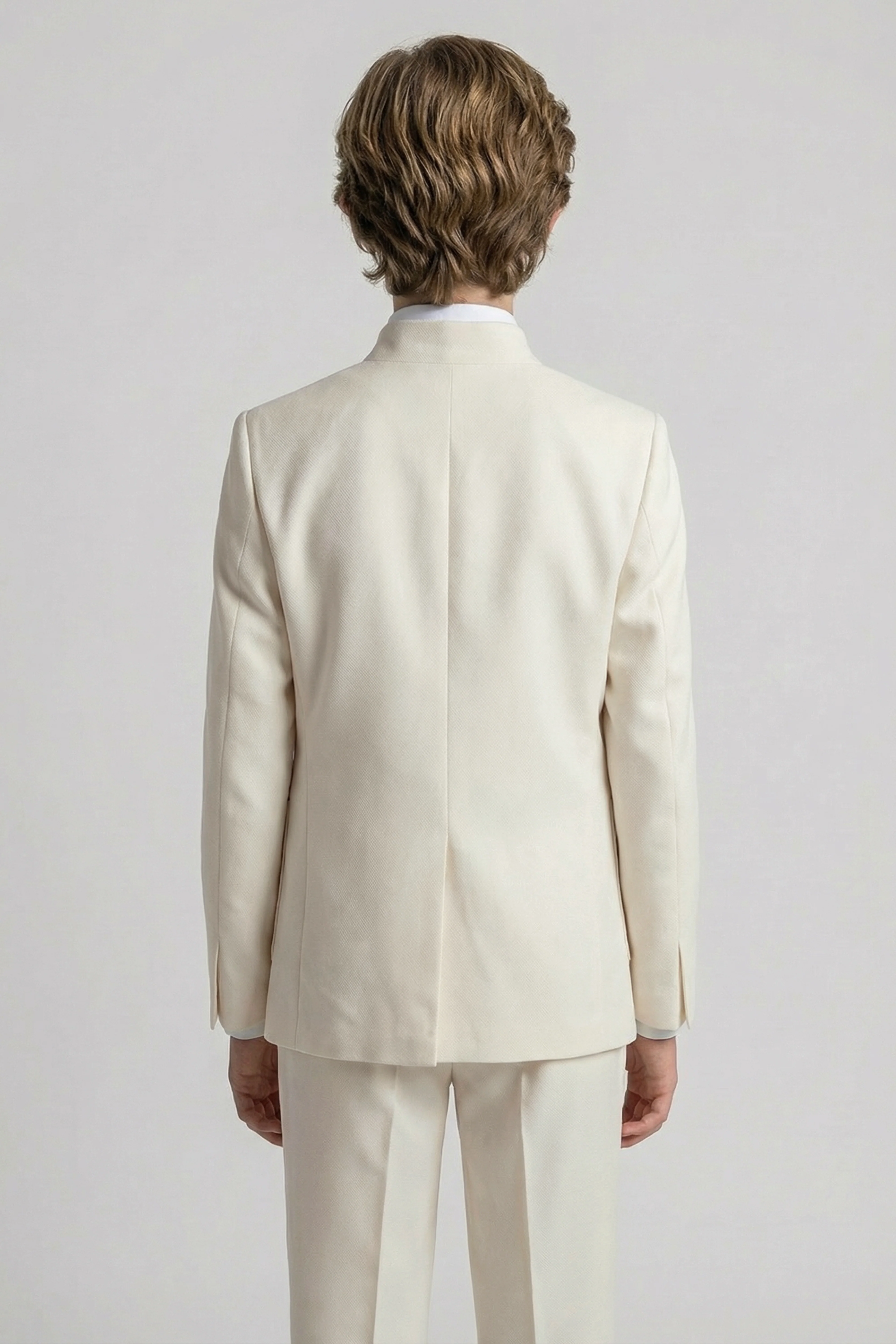 Boys’ Ivory 6-Piece Ottoman Formal Suit with Mandarin Collar - Image 5