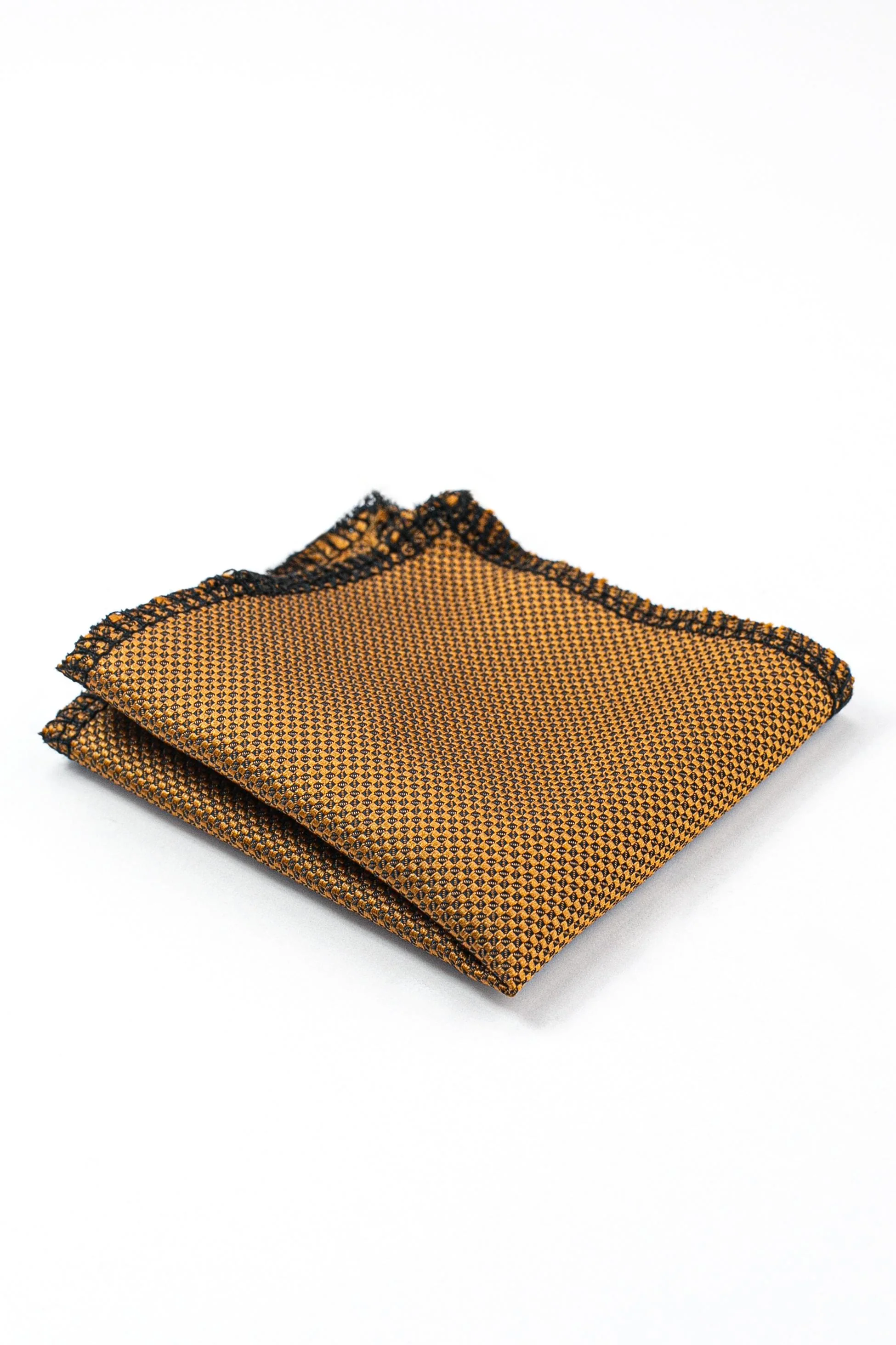 Boys’ Jacquard Tie & Hanky Set with Elastic Strap - Mustard - Image 4