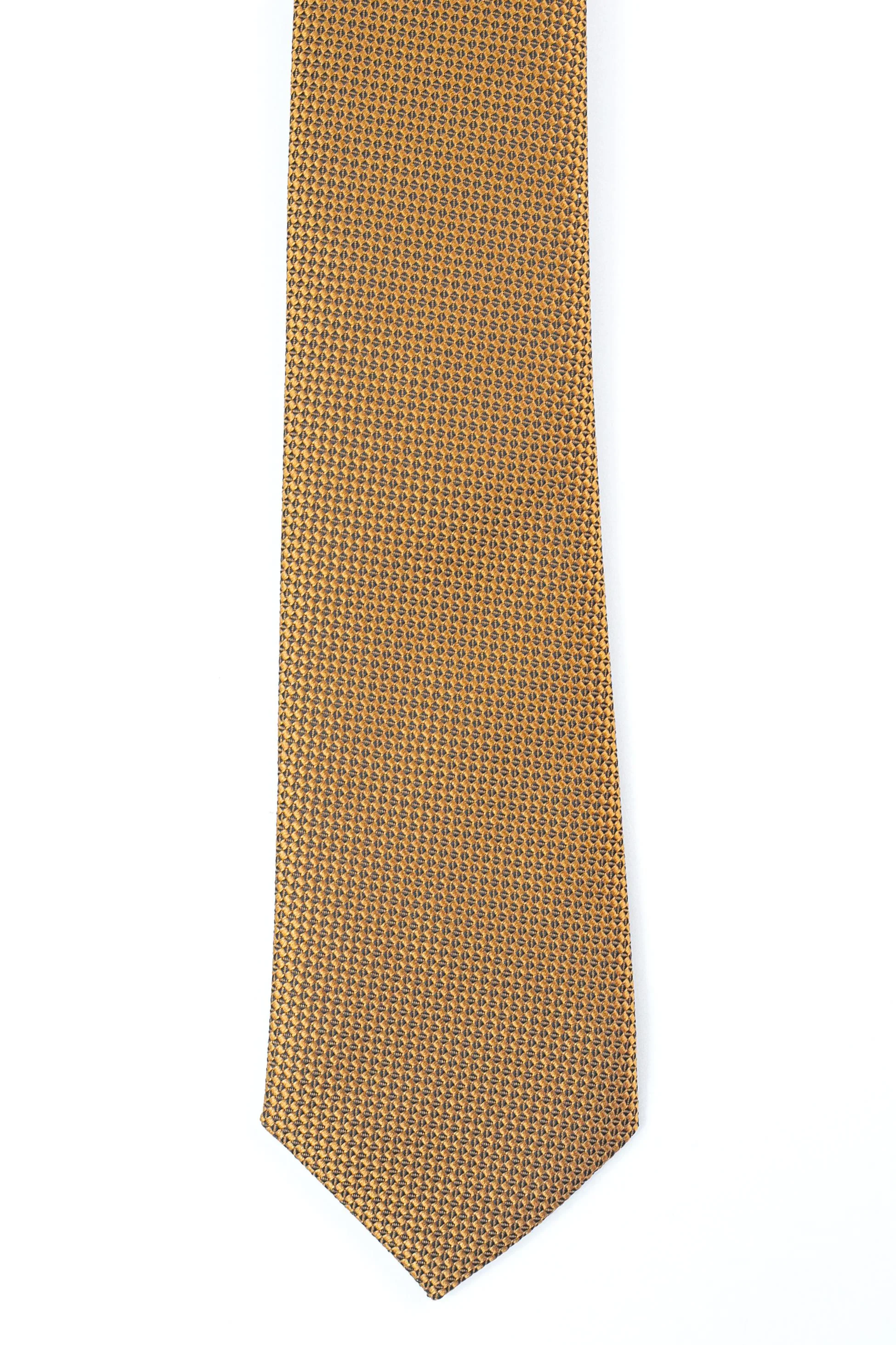 Boys’ Jacquard Tie & Hanky Set with Elastic Strap - Mustard - Image 5
