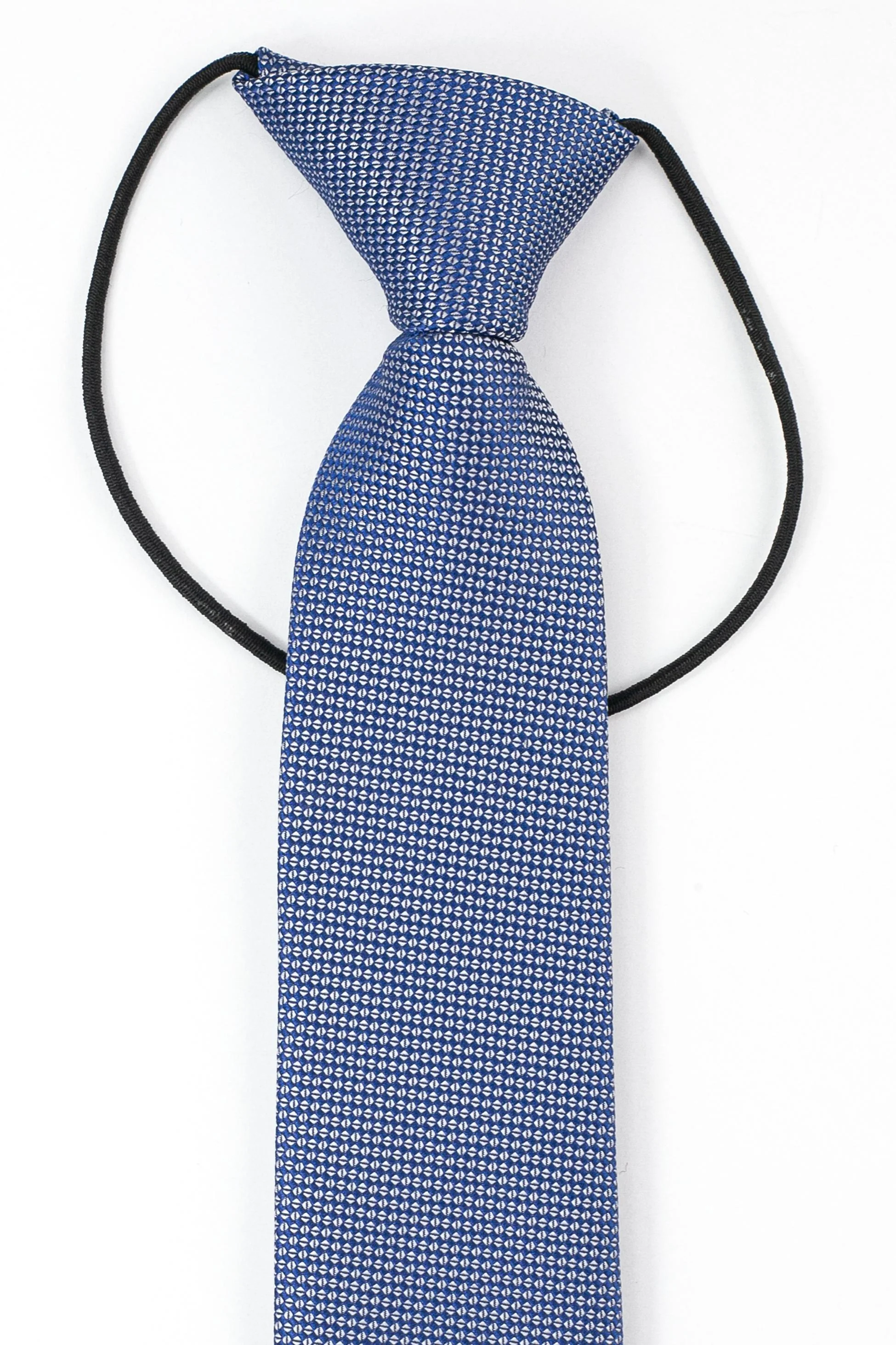 Boys’ Jacquard Tie & Hanky Set with Elastic Strap - Periwinkle Blue - Image 2