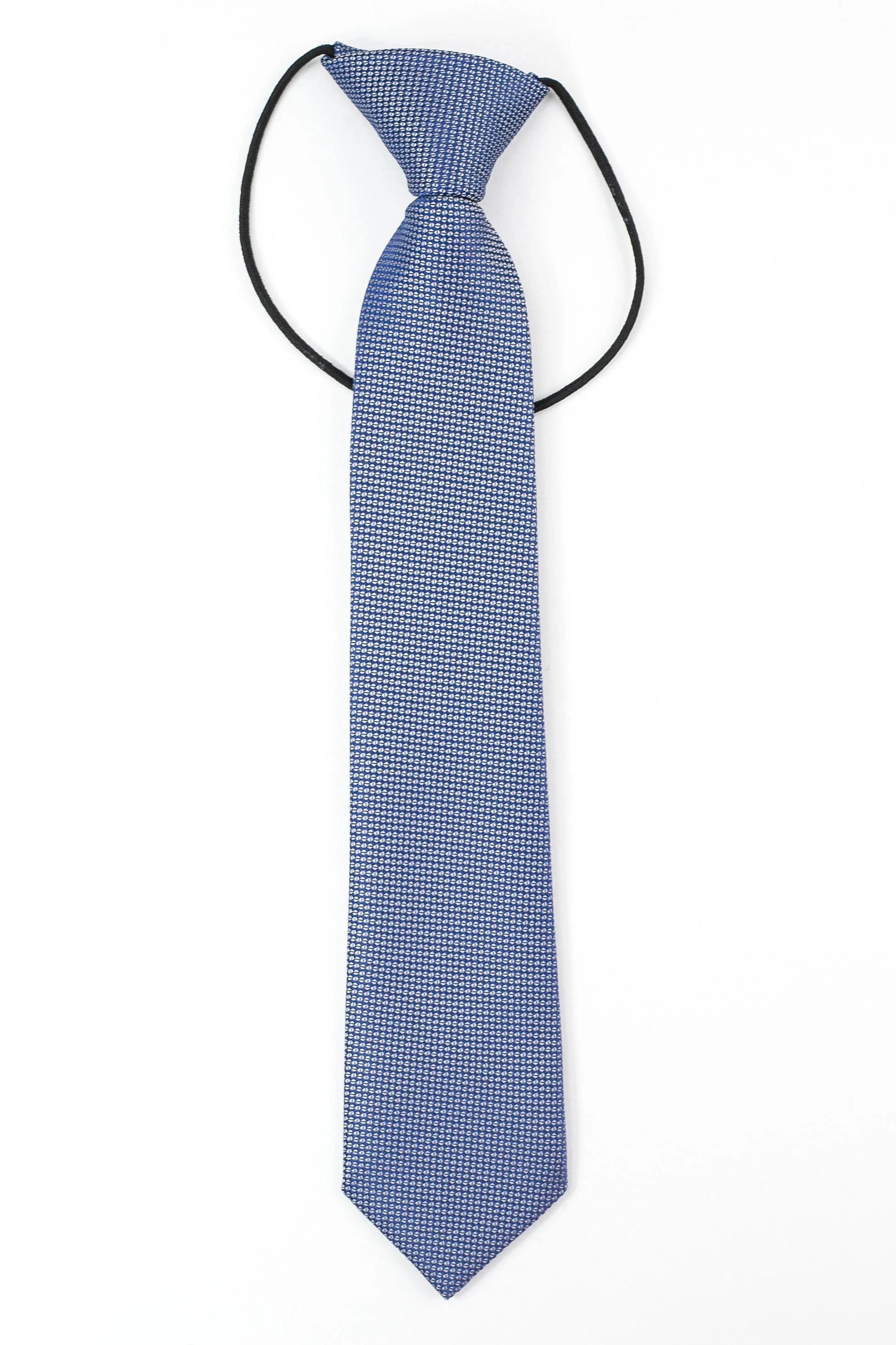 Boys’ Jacquard Tie & Hanky Set with Elastic Strap - Periwinkle Blue - Image 3