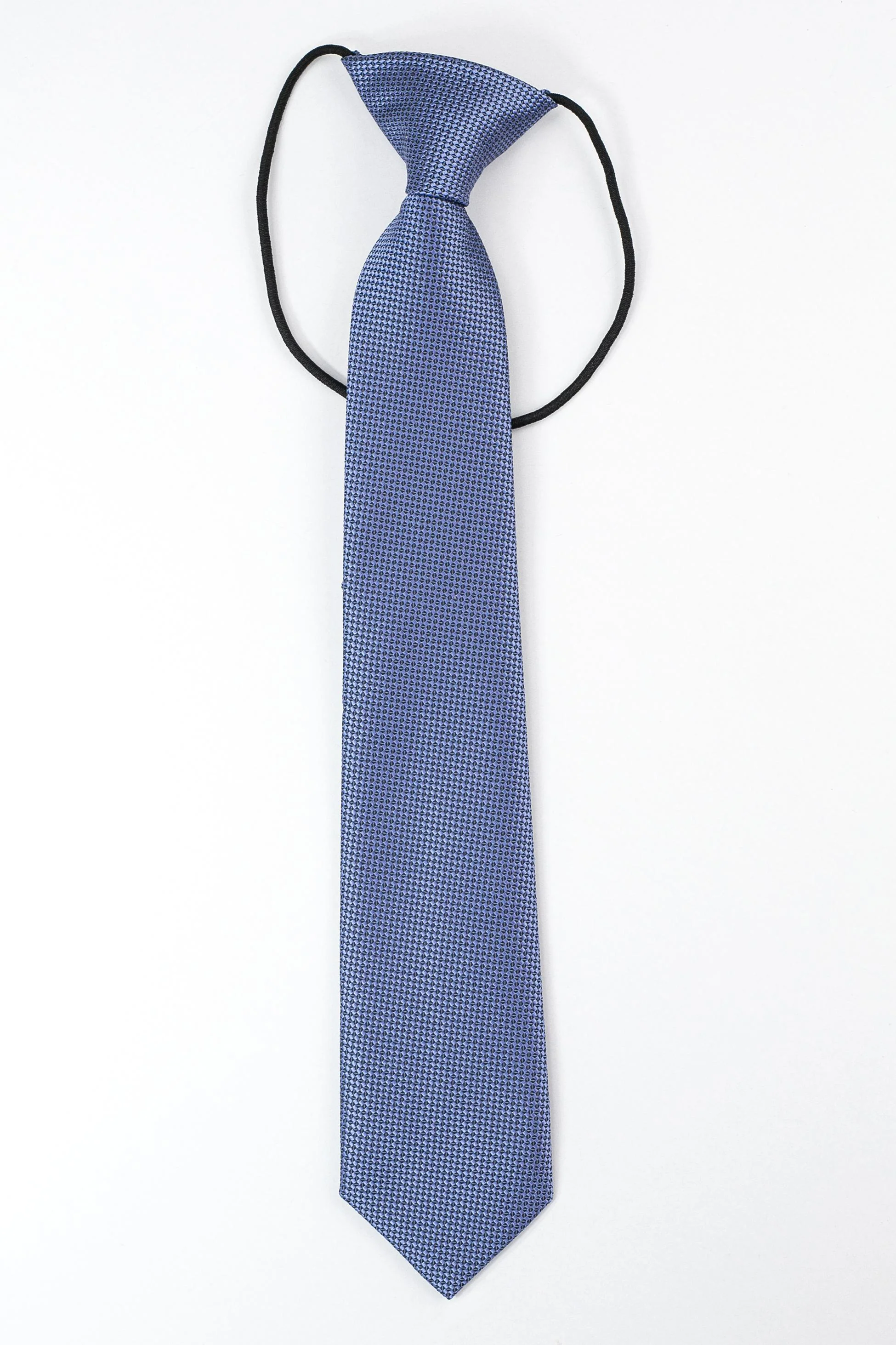 Boys’ Jacquard Tie & Hanky Set with Elastic Strap - Sky Blue - Image 2
