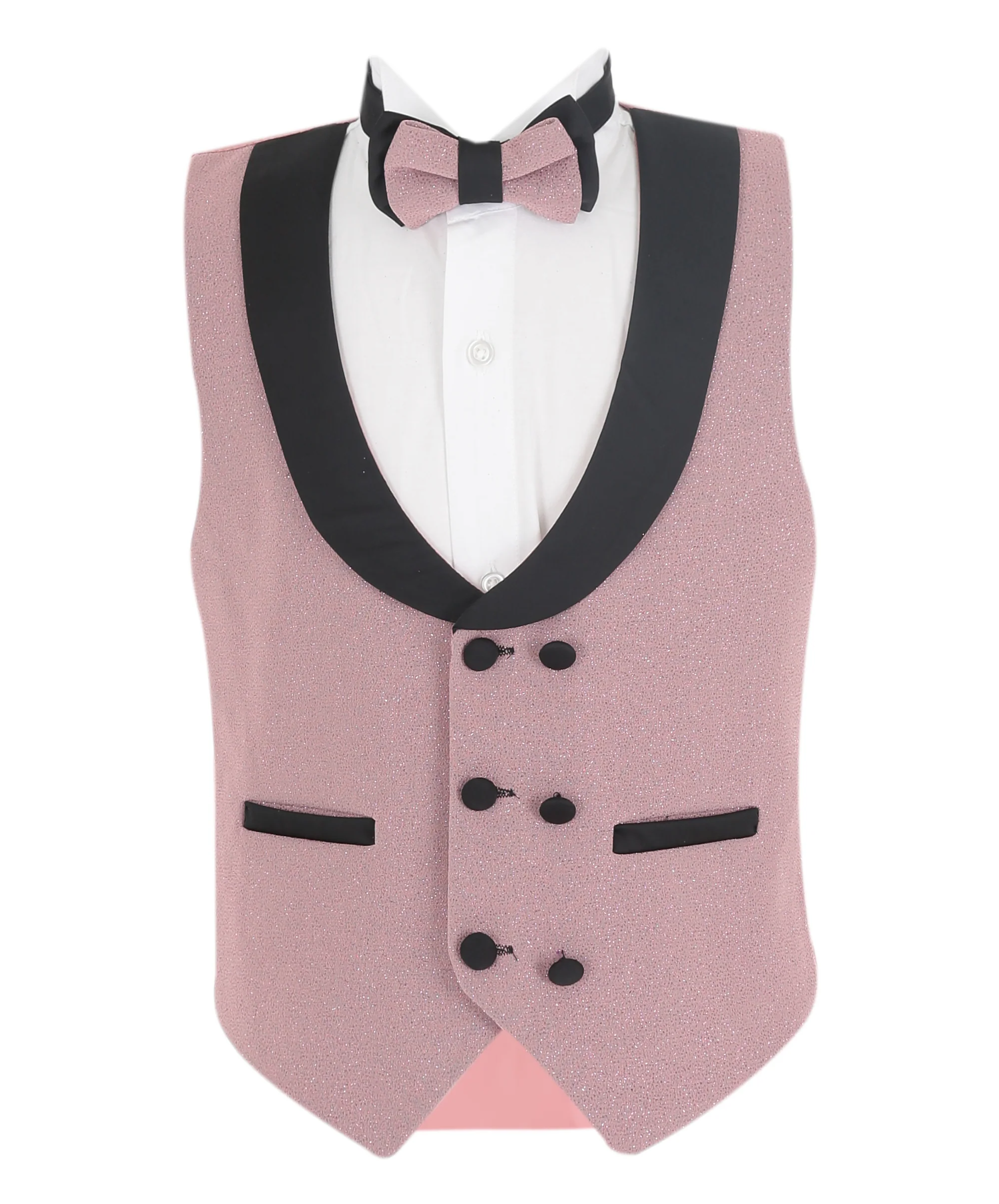Boys Slim Fit Shimmer Tuxedo Suit - Blush Pink - Image 7