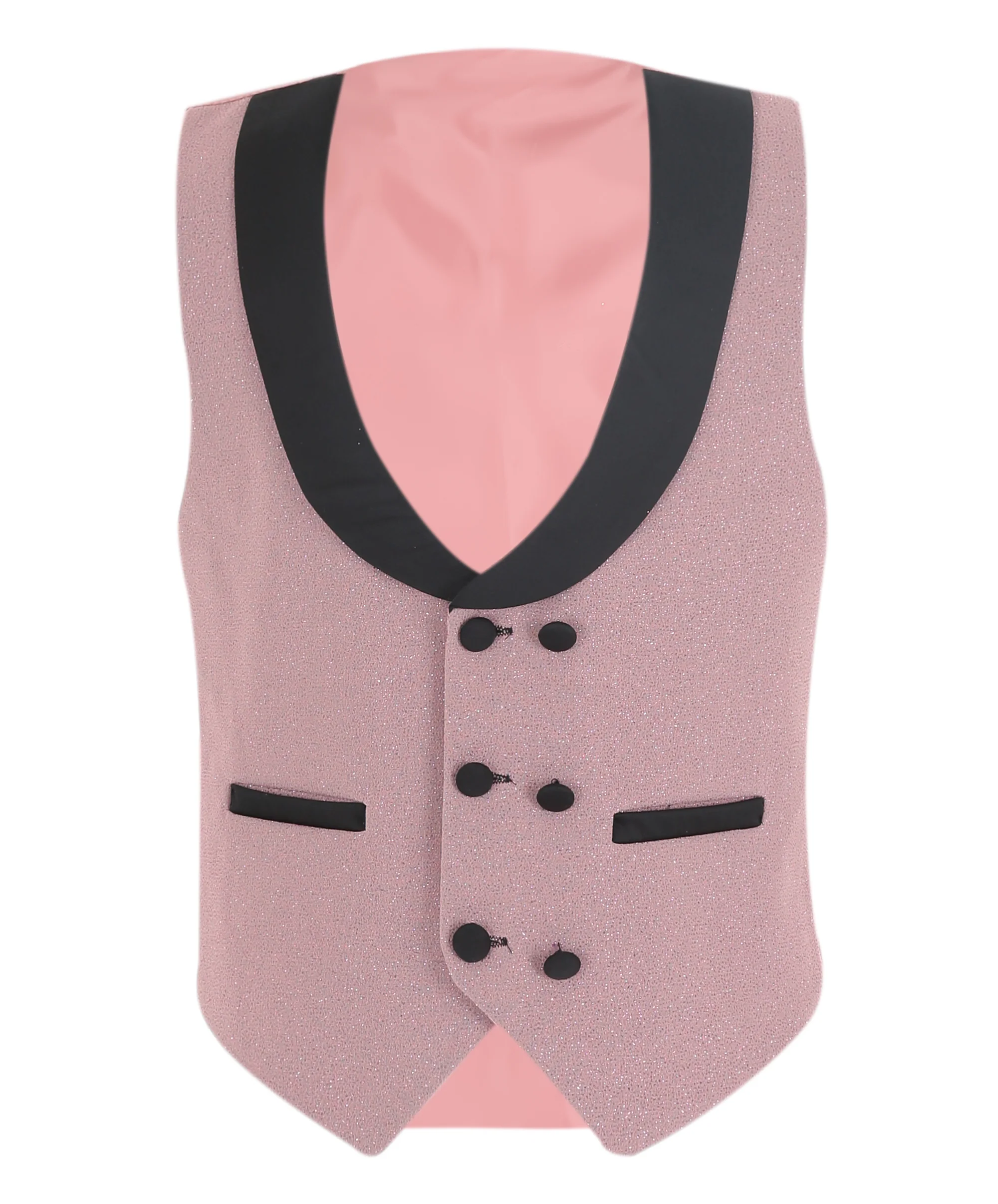 Boys Slim Fit Shimmer Tuxedo Suit - Blush Pink - Image 8