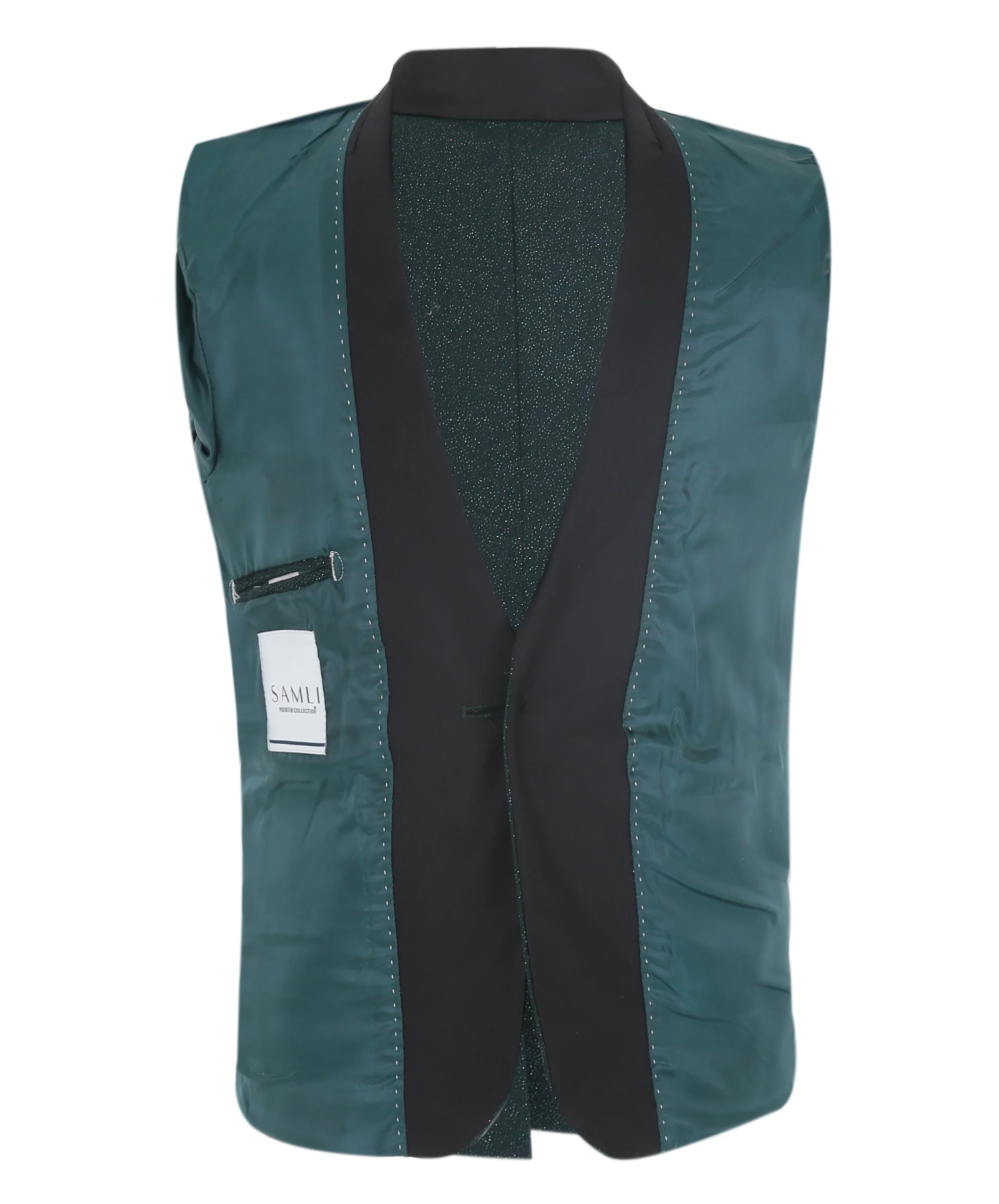 Boys Slim Fit Shimmer Tuxedo Suit - Dark Green - Image 10