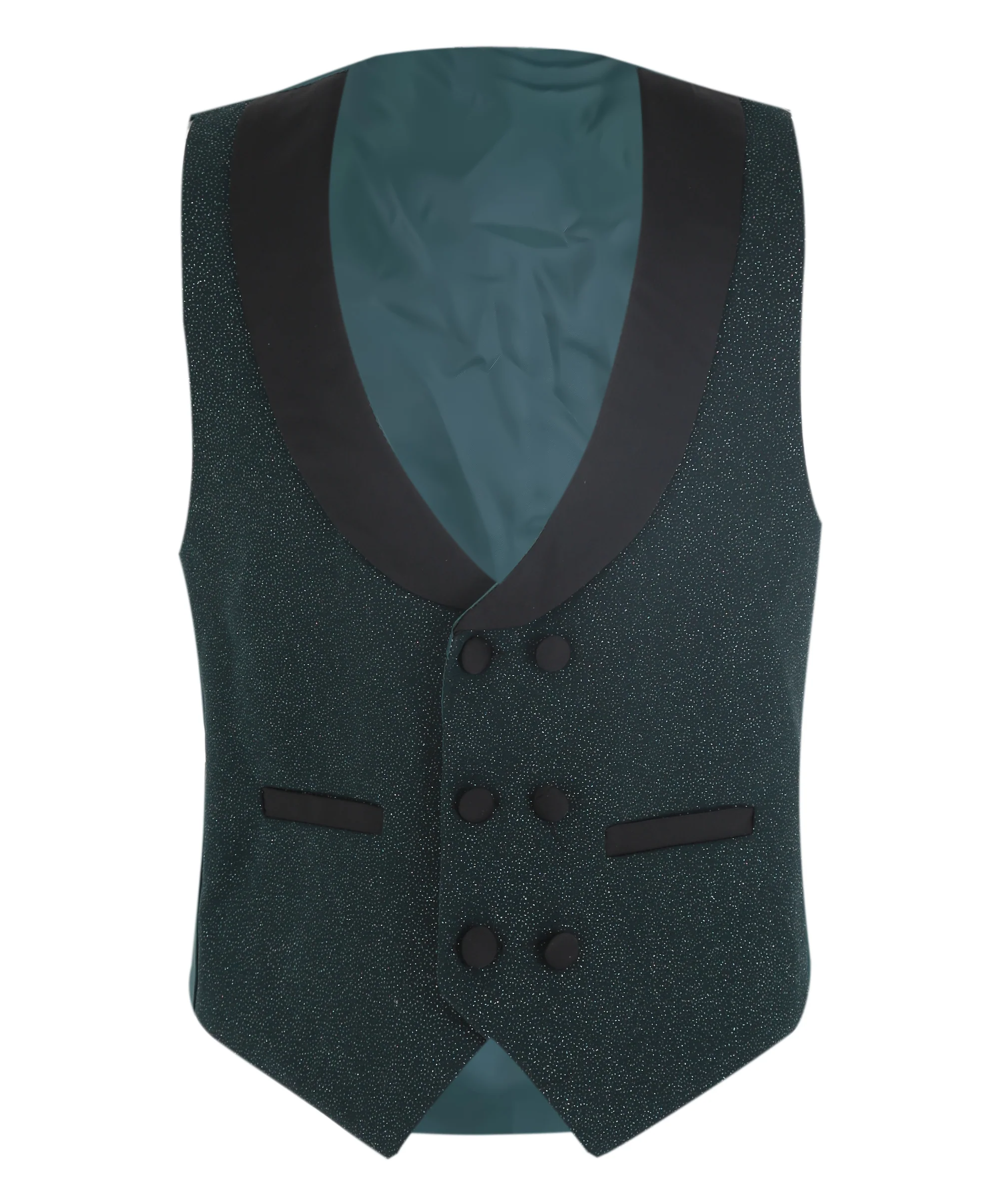 Boys Slim Fit Shimmer Tuxedo Suit - Dark Green - Image 7