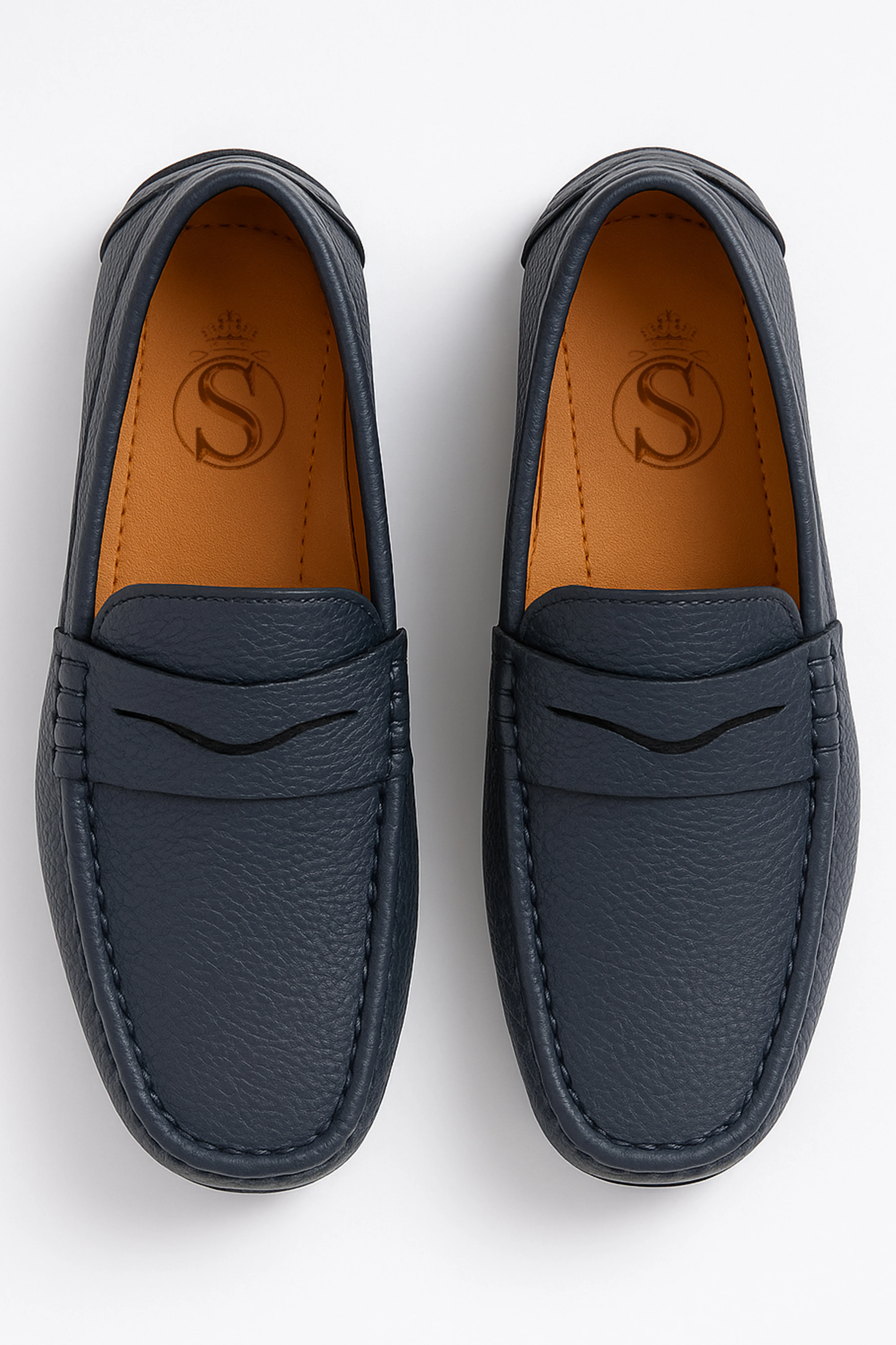Boys Leather Penny Loafer - HUGO - Navy Blue - Image 2