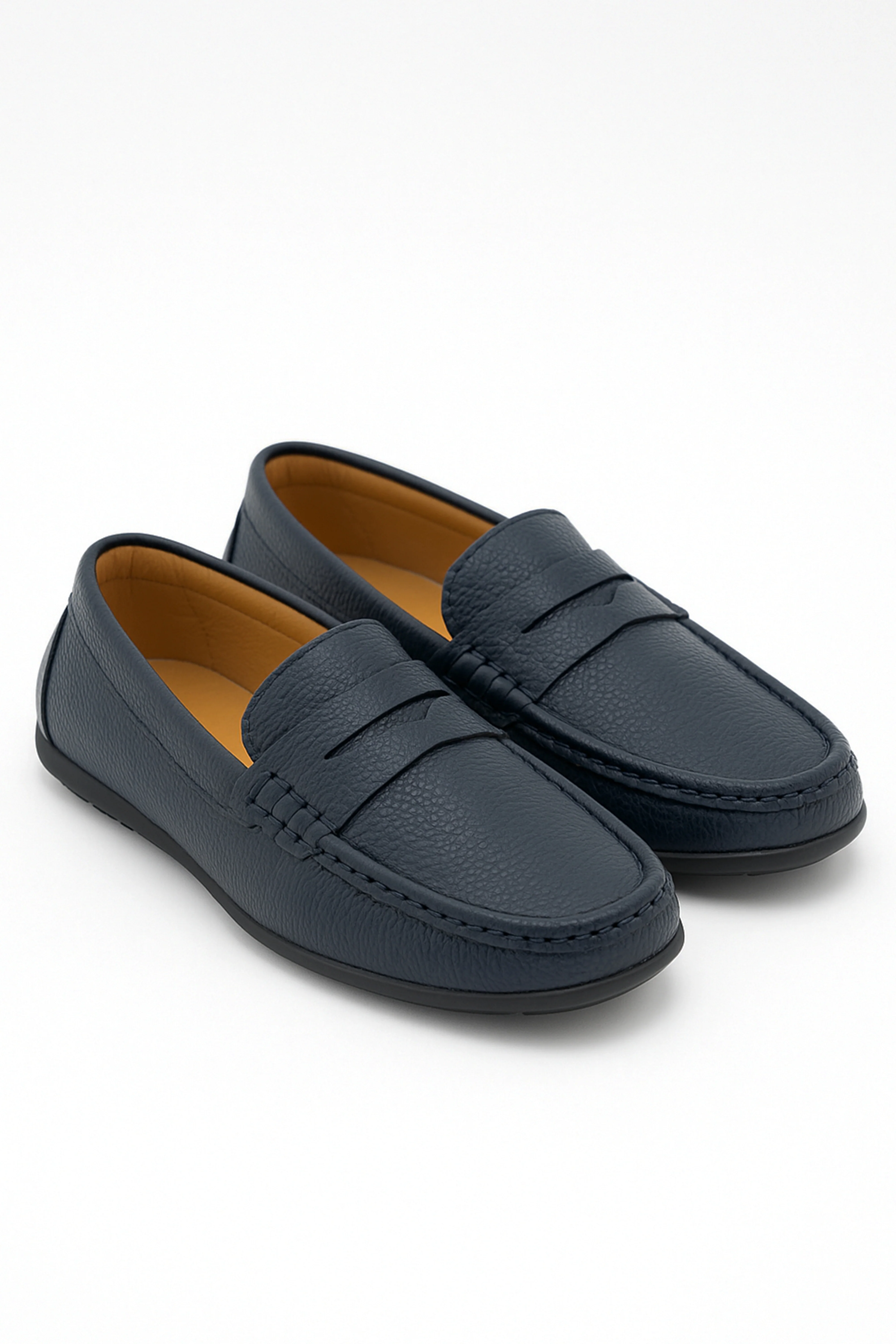 Boys Leather Penny Loafer - HUGO - Navy Blue - Image 3