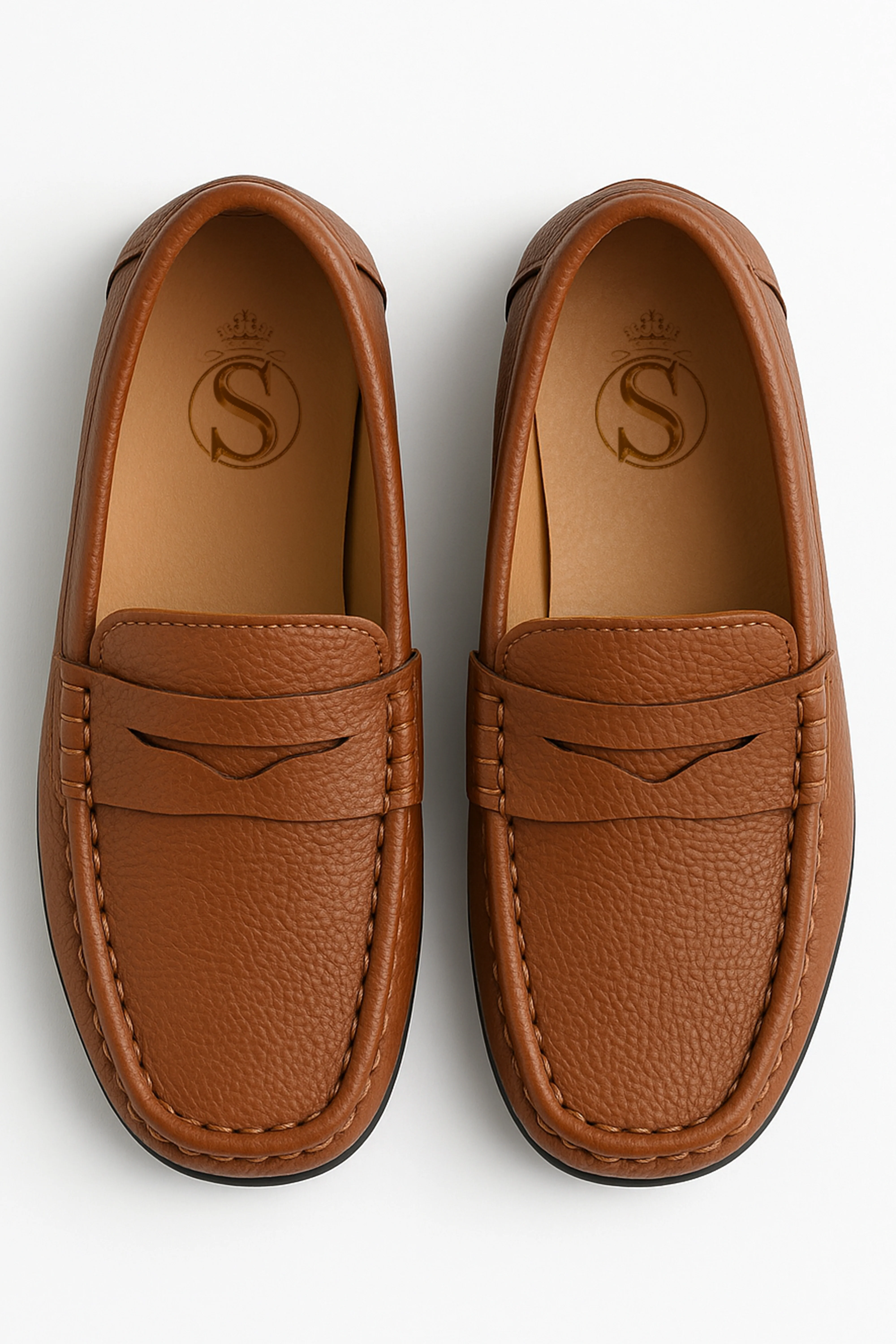 Boys Leather Penny Loafer - HUGO - Tan Brown - Image 2