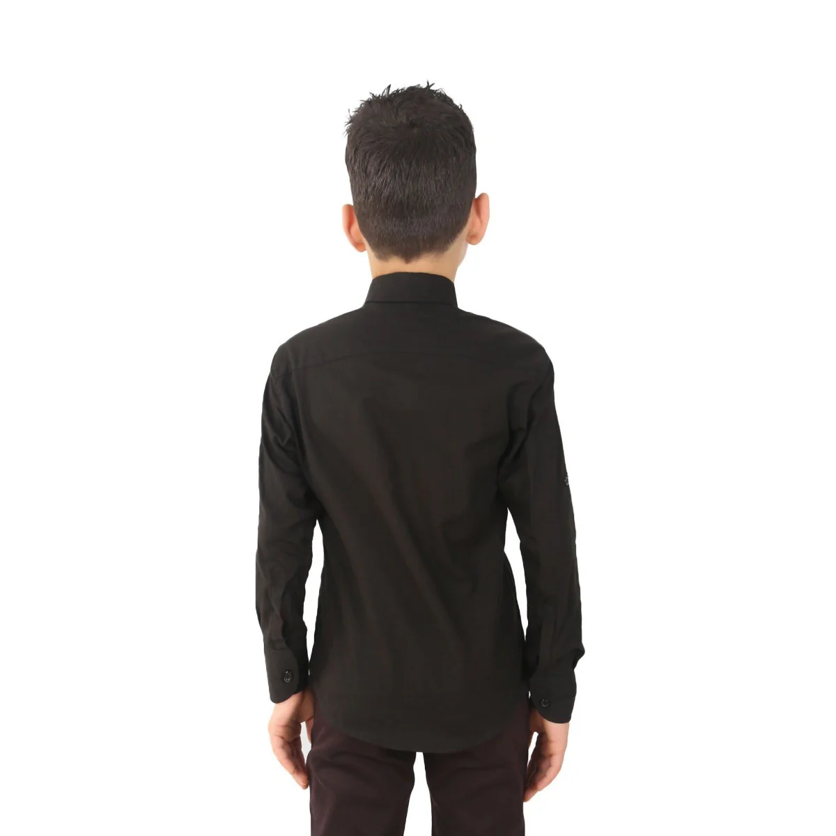 Boys Linen Roll Up Sleeve Shirt - Black - Image 7