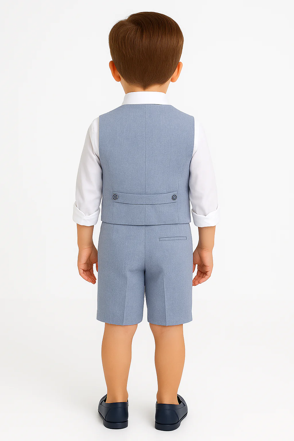 Baby & Boys 4-Piece Cotton-Linen Waistcoat Shorts Suit Set - Grey - Image 2