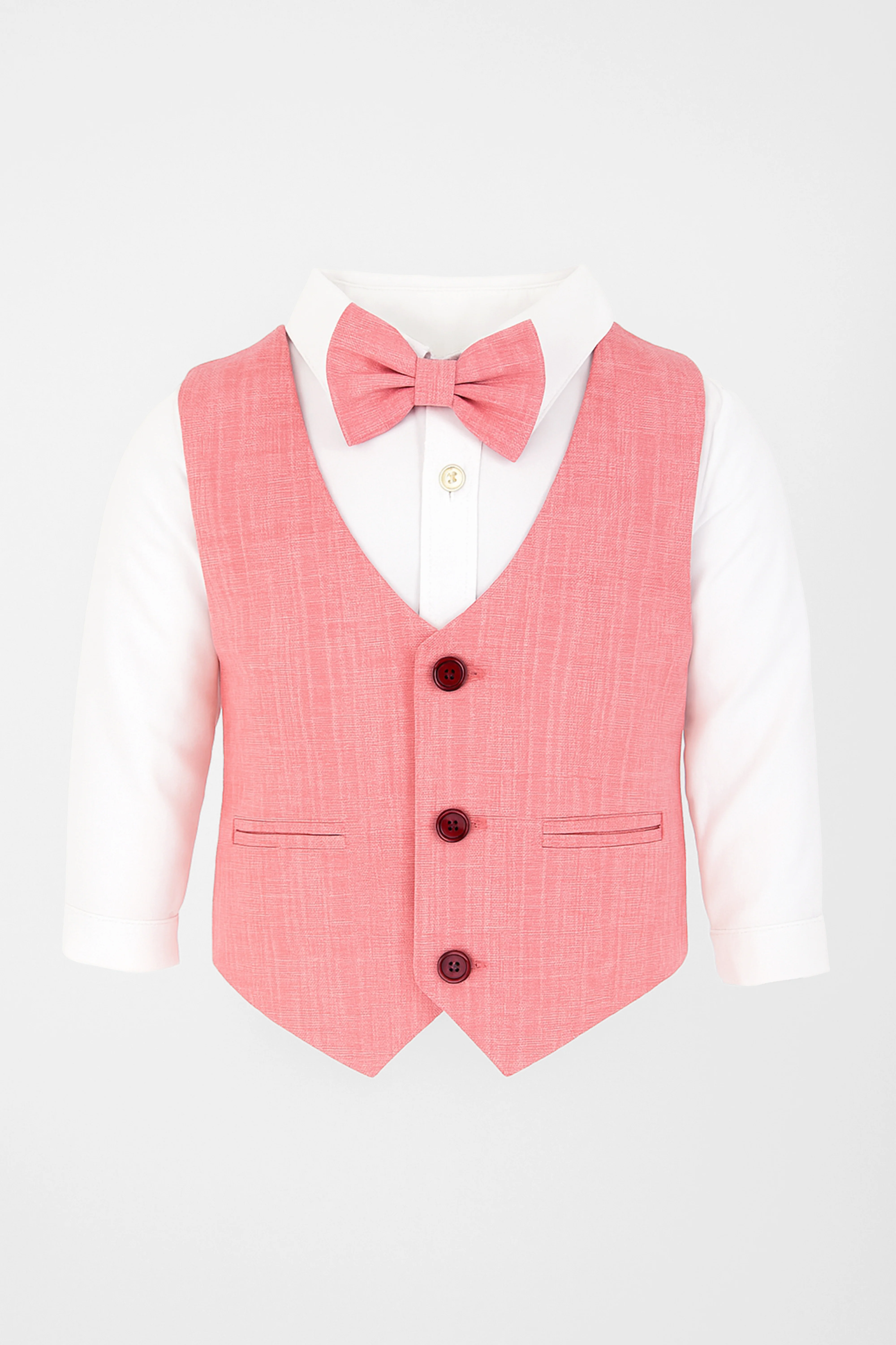 Baby & Boys 4-Piece Cotton-Linen Waistcoat Suit Set  - Red - Image 6