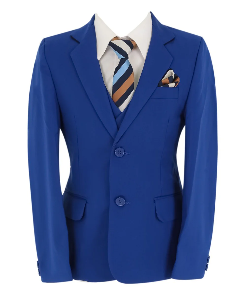 Boys 6 Piece All In One Formal Suit Set - RUN - Electric Blue - Image 2