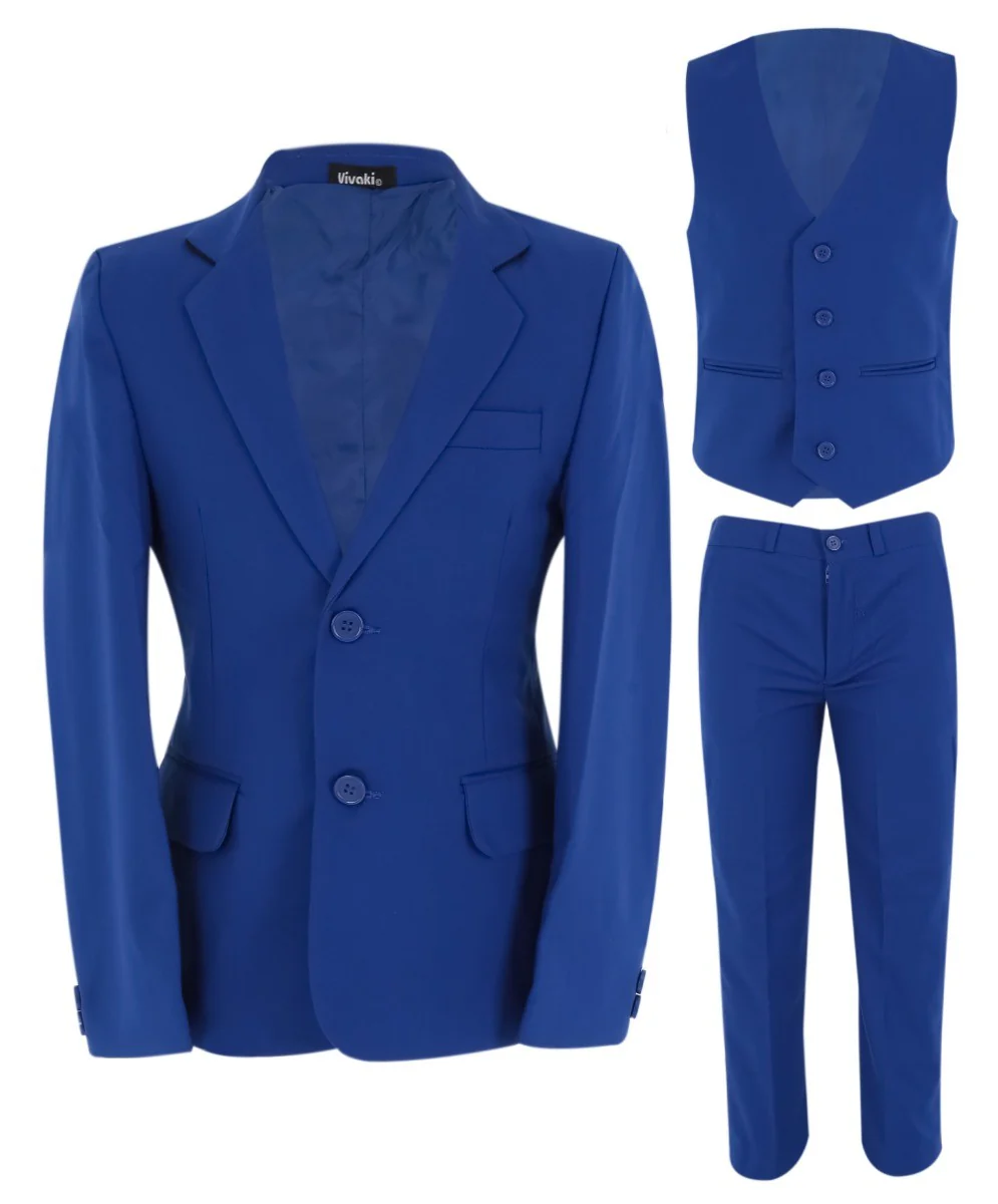 Boys 6 Piece All In One Formal Suit Set - RUN - Electric Blue - Image 9
